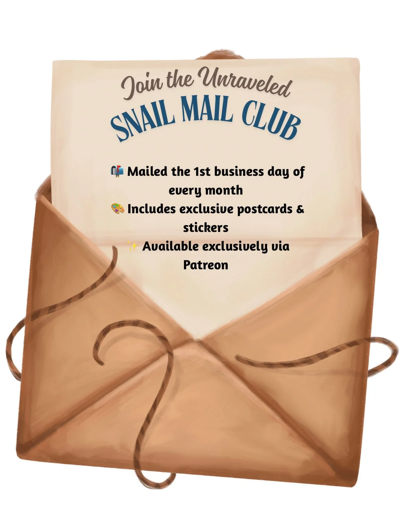Remember the magic of opening a mailbox and finding something that isn&rsquo;t a bill?

We&rsquo;re bringing that back with the Unraveled Zine Snail Mail Club! Every month on the first business day, we&rsquo;re sending a little piece of tactile art s