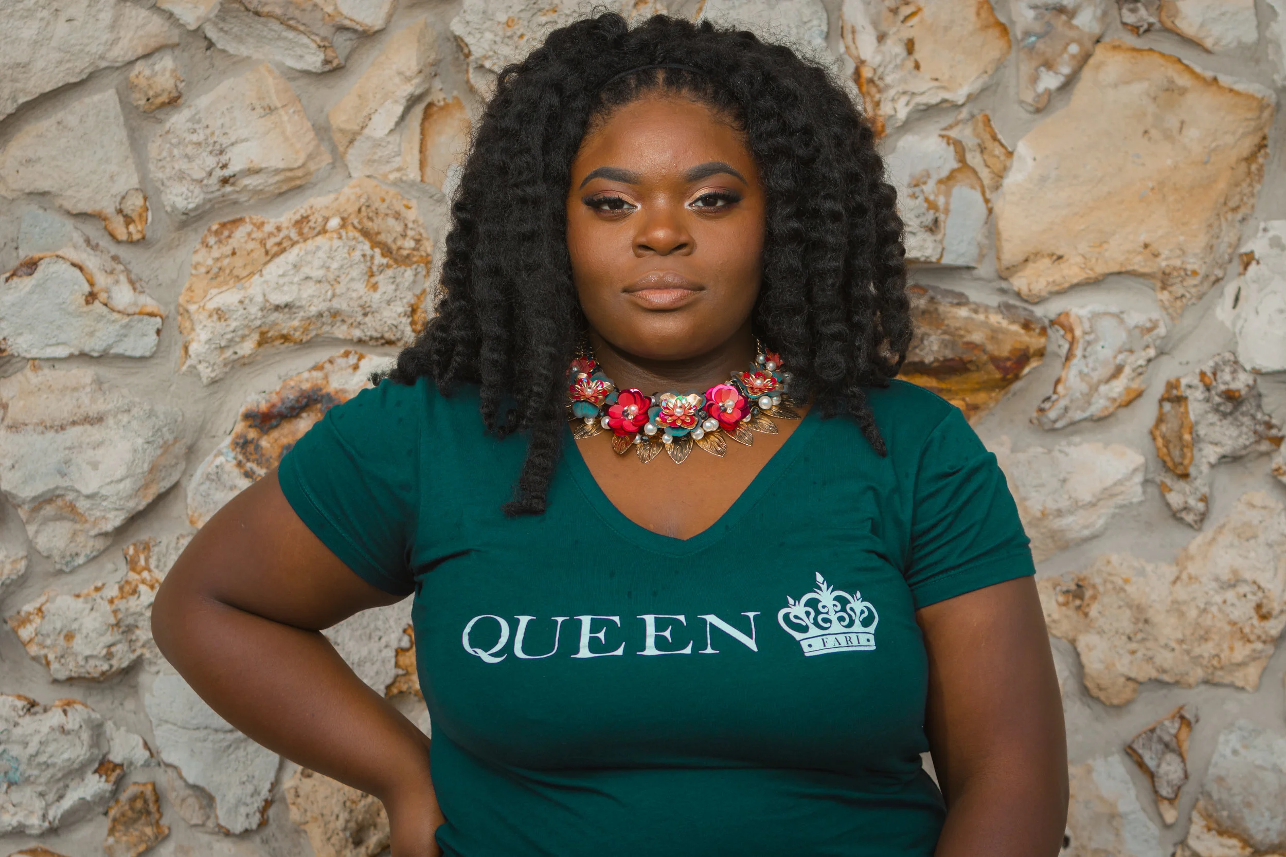 Queen Navy Blue V Neck