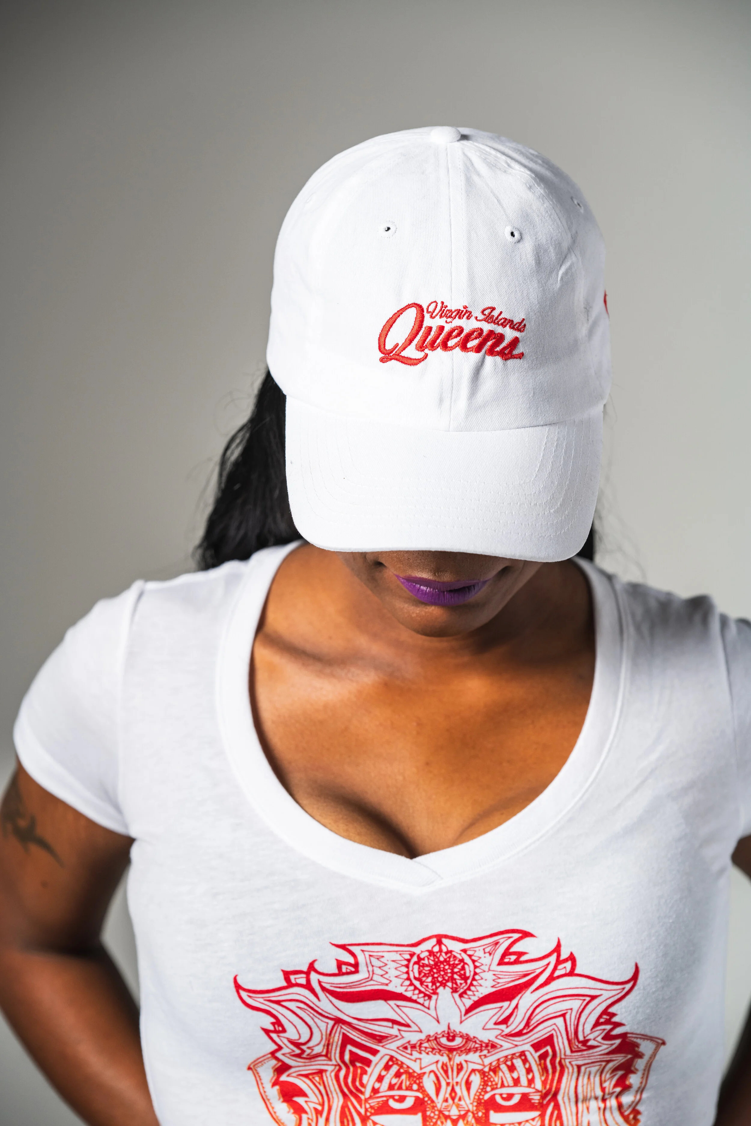 Virgin Islands Queens White and Red Hat 
