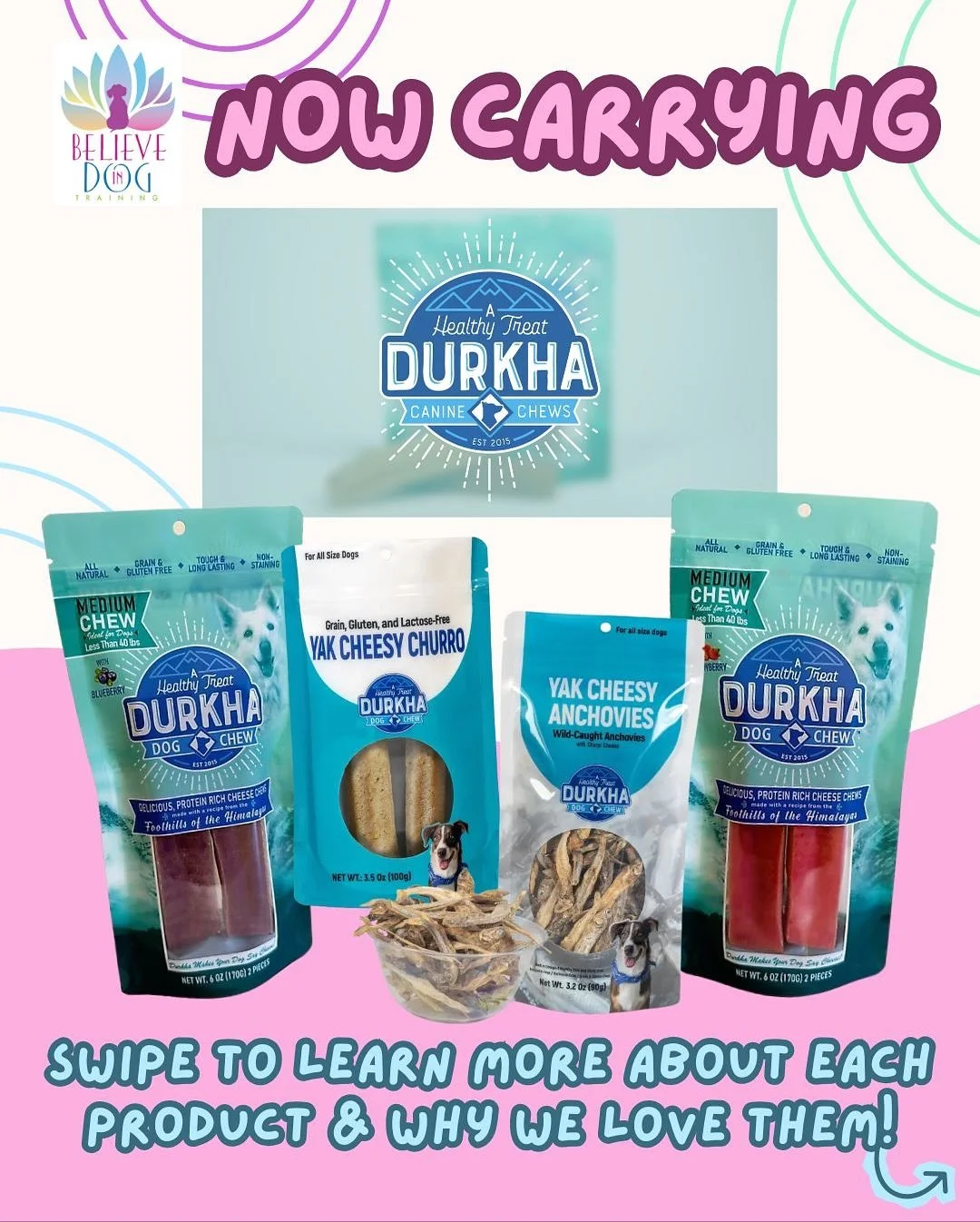 Is your dog a big fan of yak cheese?! We have great news! We are now carrying @durkha_dog_chew which has significantly expanded our selection! We now have yak cheese options for dogs of all ages and sizes! Now carrying cheesy churros which are great 
