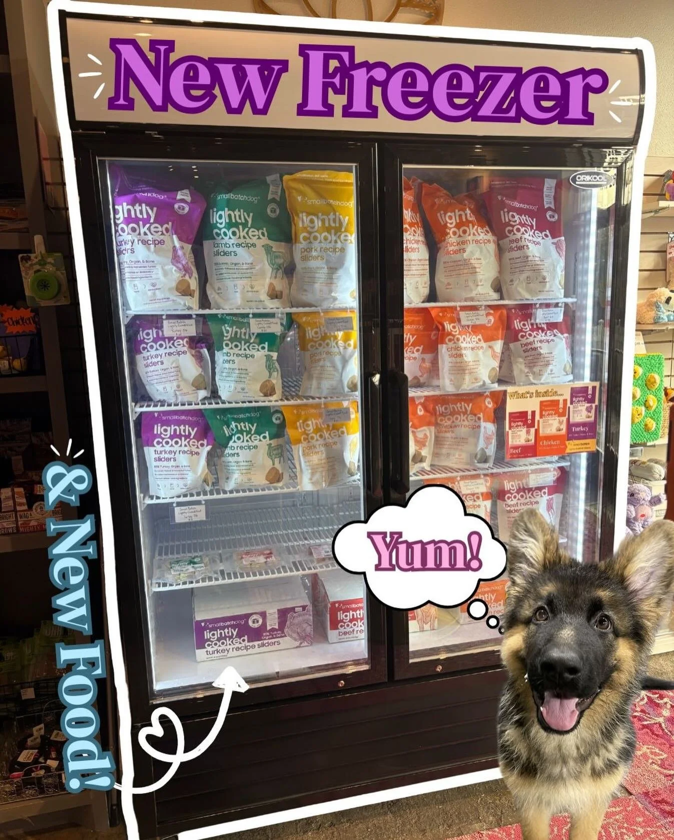Our brand new freezer is officially stocked and ready!😍

We&rsquo;ve added NEW protein options to our @smallbatchpets  lightly cooked lineup giving your pup even more variety, flavor, and tail-wagging goodness.

From turkey &amp; beef to chicken, la