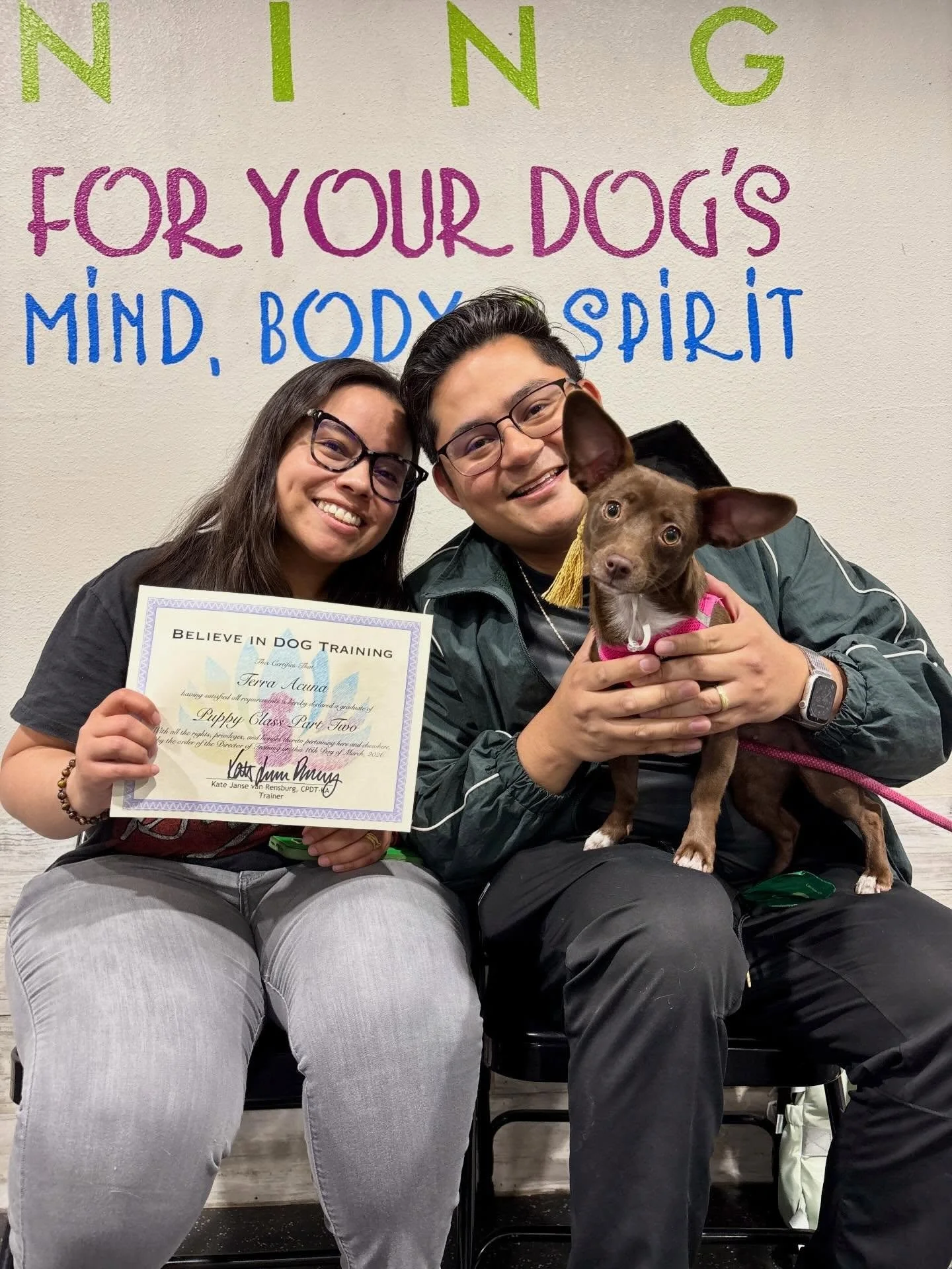 Congratulations to these Super Star Puppy Class Part 2 graduates! These teenagers and their parents worked their tails off the last six weeks! Mutual respect, effective communication, and calm persistence are the keys to success and getting through t