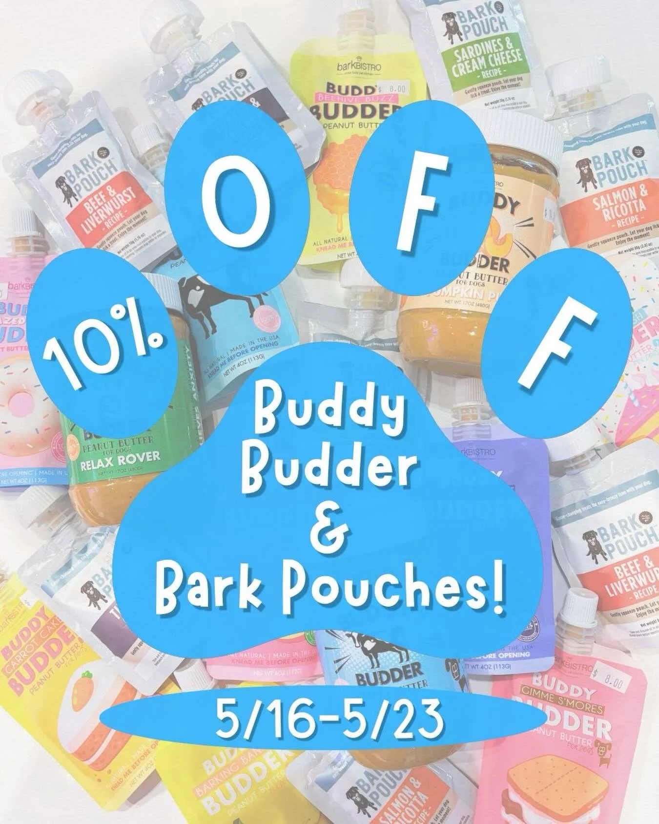 Snack time just got sweeter!🐶💙

From tasty Bark Pouches to delicious Buddy Budder, your pup&rsquo;s favorites are now 10% OFF through 5/23! Don&rsquo;t miss the chance to spoil your furry best friend!🤩

#dogtreats #petsale #happydogs