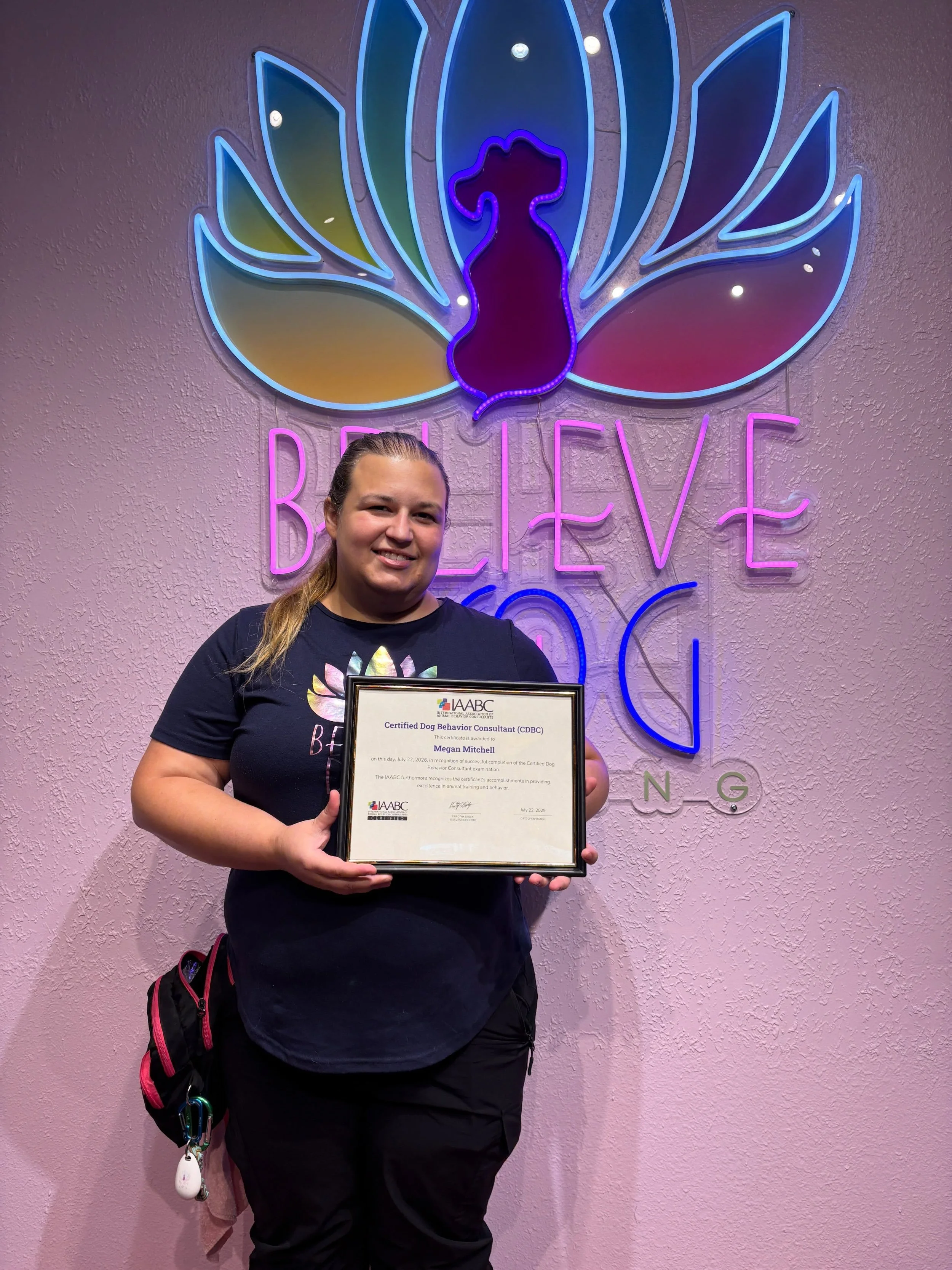 🎉Congratulations to our Senior Trainer, Megan, on her promotion to Training Manager!🎉

She just earned her Certified Dog Behavior Consultant (CDBC) title with the IAABC, and we are beyond proud of her for this accomplishment!🏆

Megan is a phenomen
