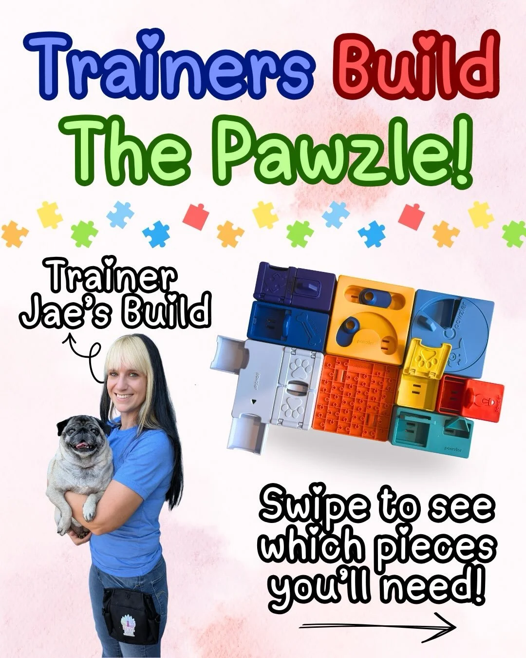 It&rsquo;s already week 2 of our Trainers Build The Pawzle series &amp; this week is dedicated to beloved trainer Jae! Also this week all Pawzler products are 15% off!!👀

Jae&rsquo;s favorite Pawzle piece is the Oli which occupies 4 spots on the Paw