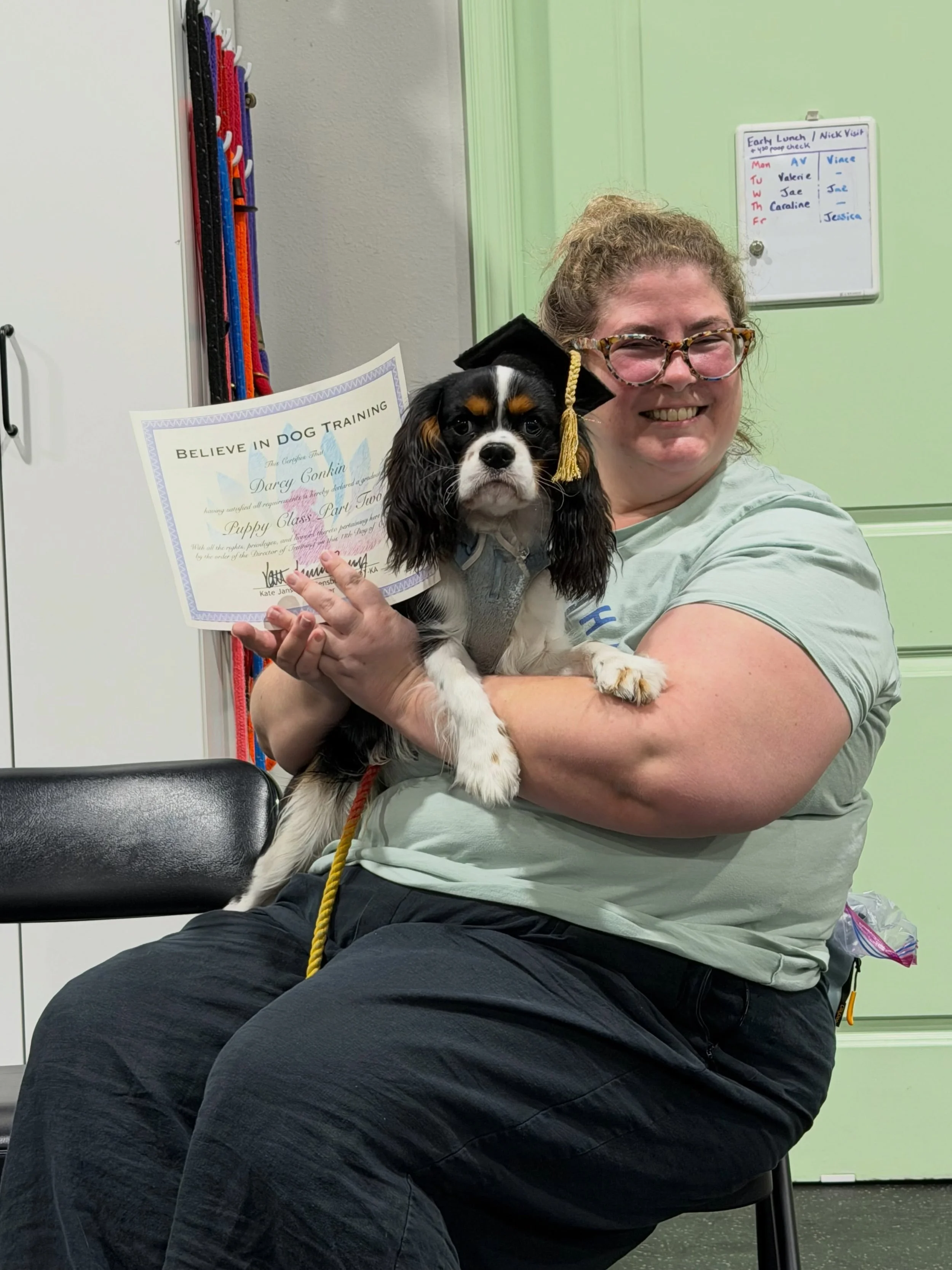 Congratulations to these Super Star Puppy Class Part 2 graduates! These teenagers and their parents worked their tails off the last six weeks! Mutual respect, effective communication, and calm persistence are the keys to success and getting through t