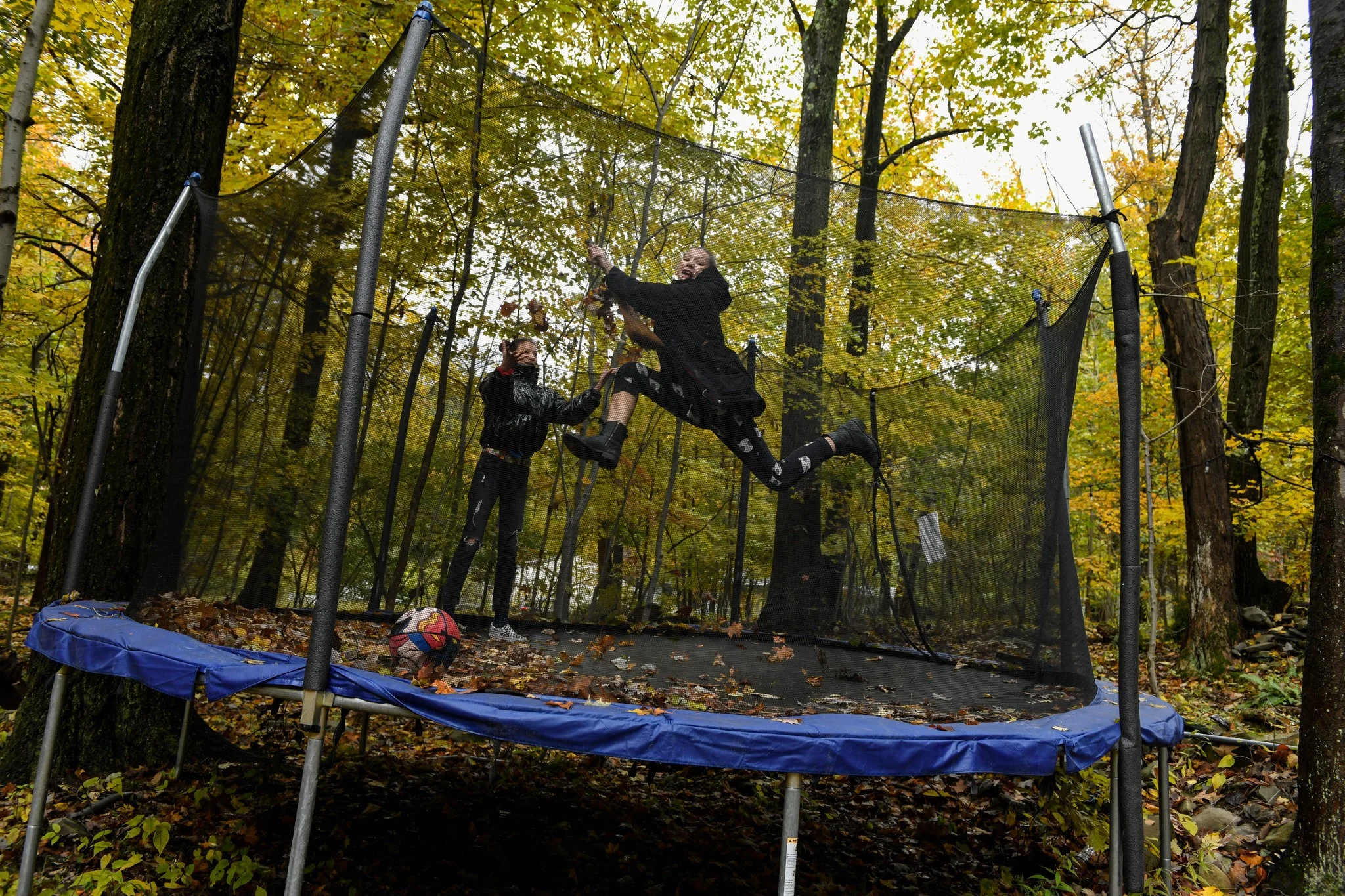 “I’ll hear the girls at 8 in the morning, bouncing. Trampolines are quite ugly but we love it.