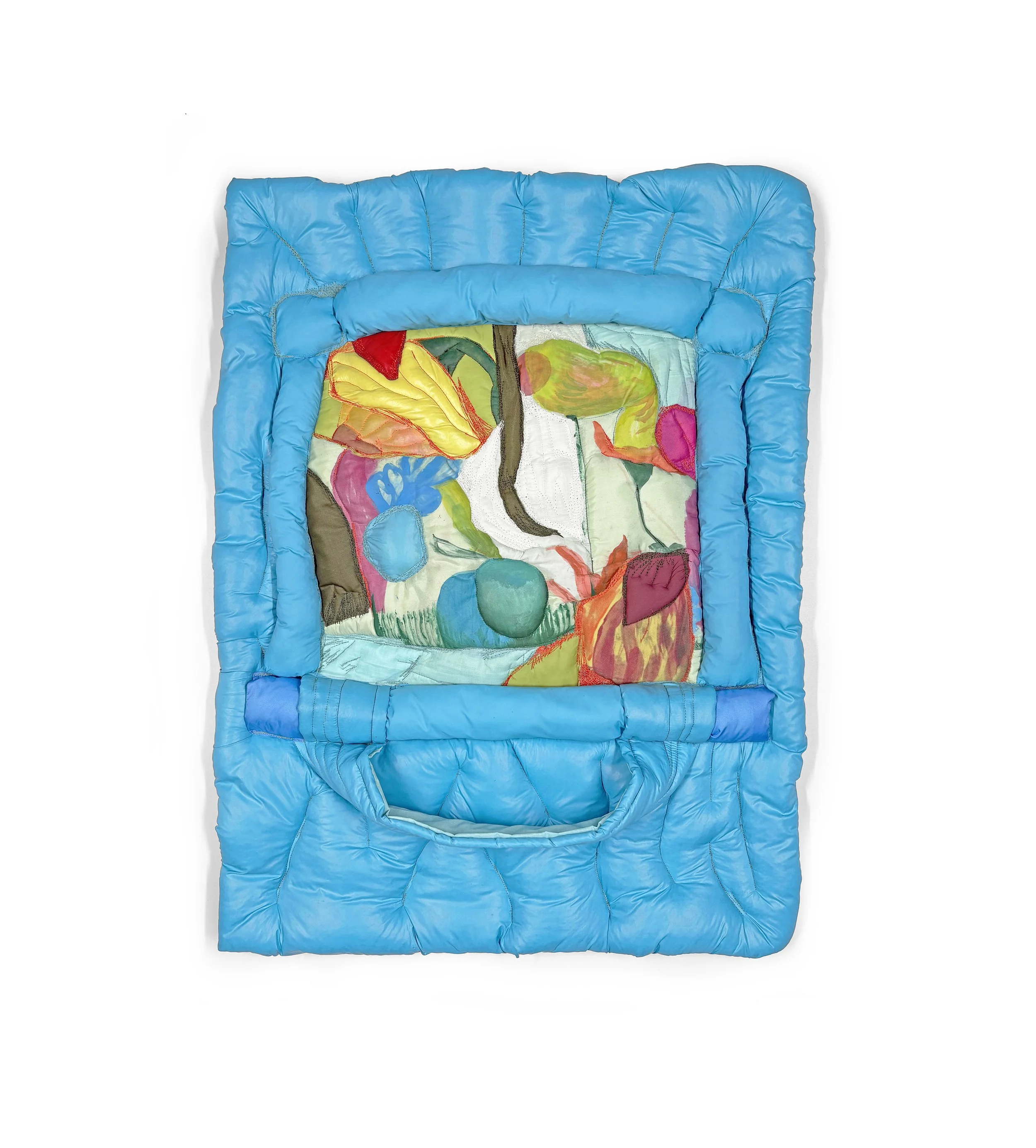 SWAN POND, 2025, fiber, nylon, fabric, archival fabric tint, thread, 14x10x2”