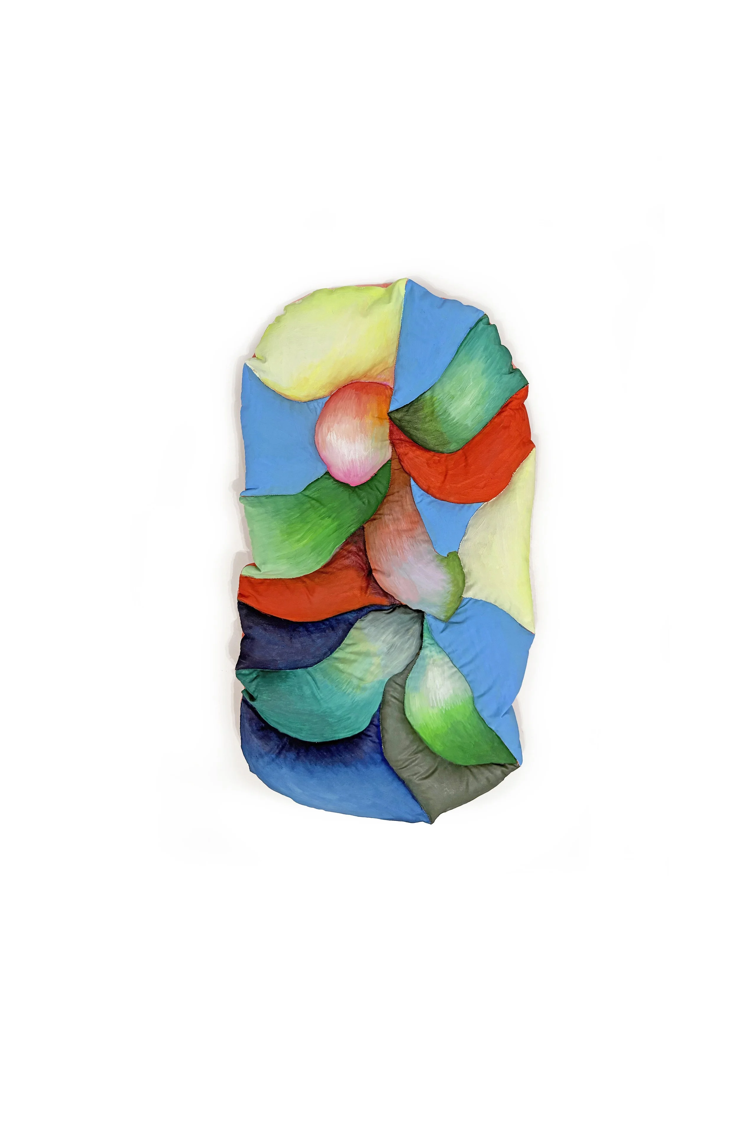 MEADOWS, 2026, nylon, fiber stain, gouache, 14x7”