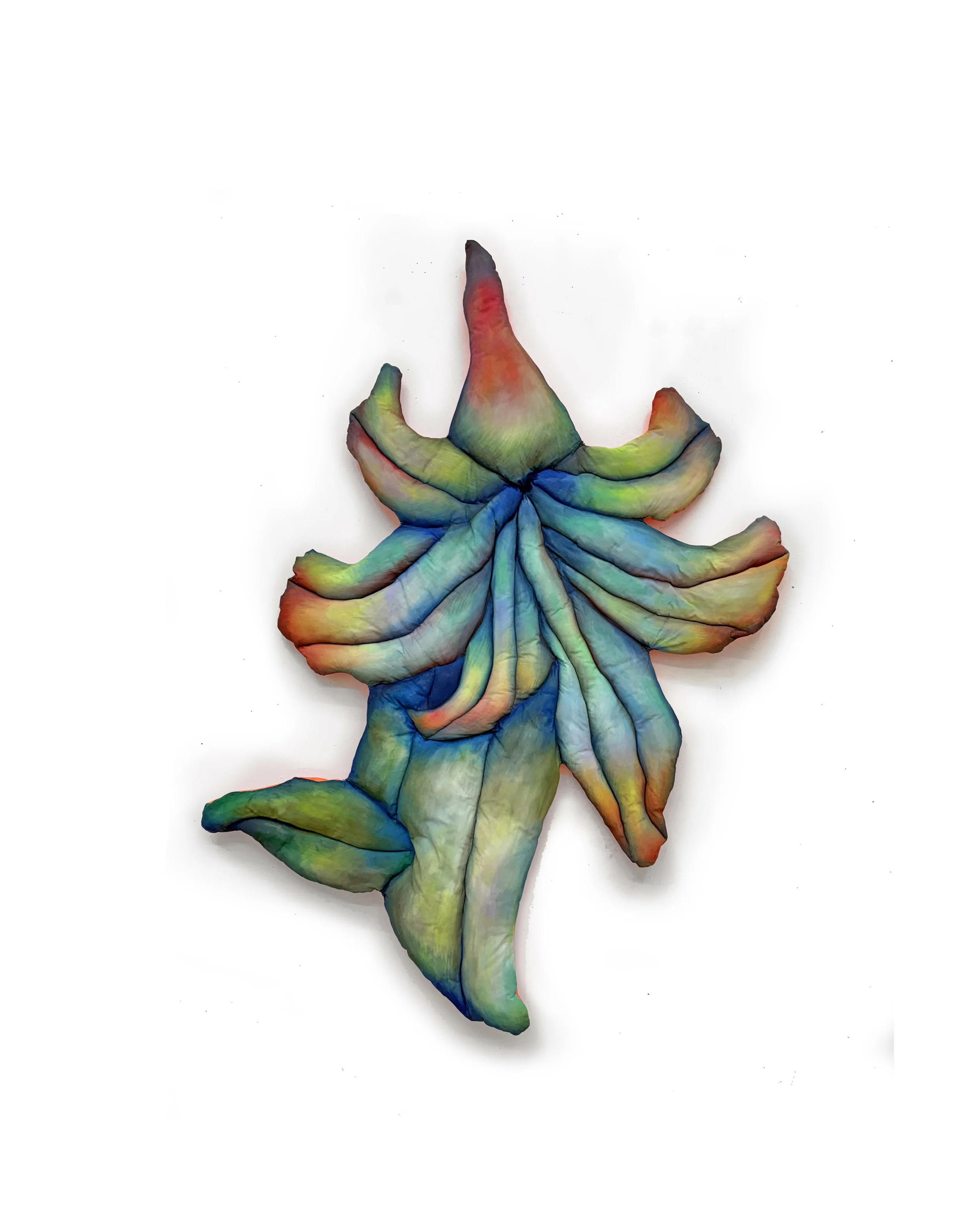 FLOWER 7, 2026 fiber, reclaimed materials, nylon, fabric, thread, fabric pigment, 47 x 36 x 2"