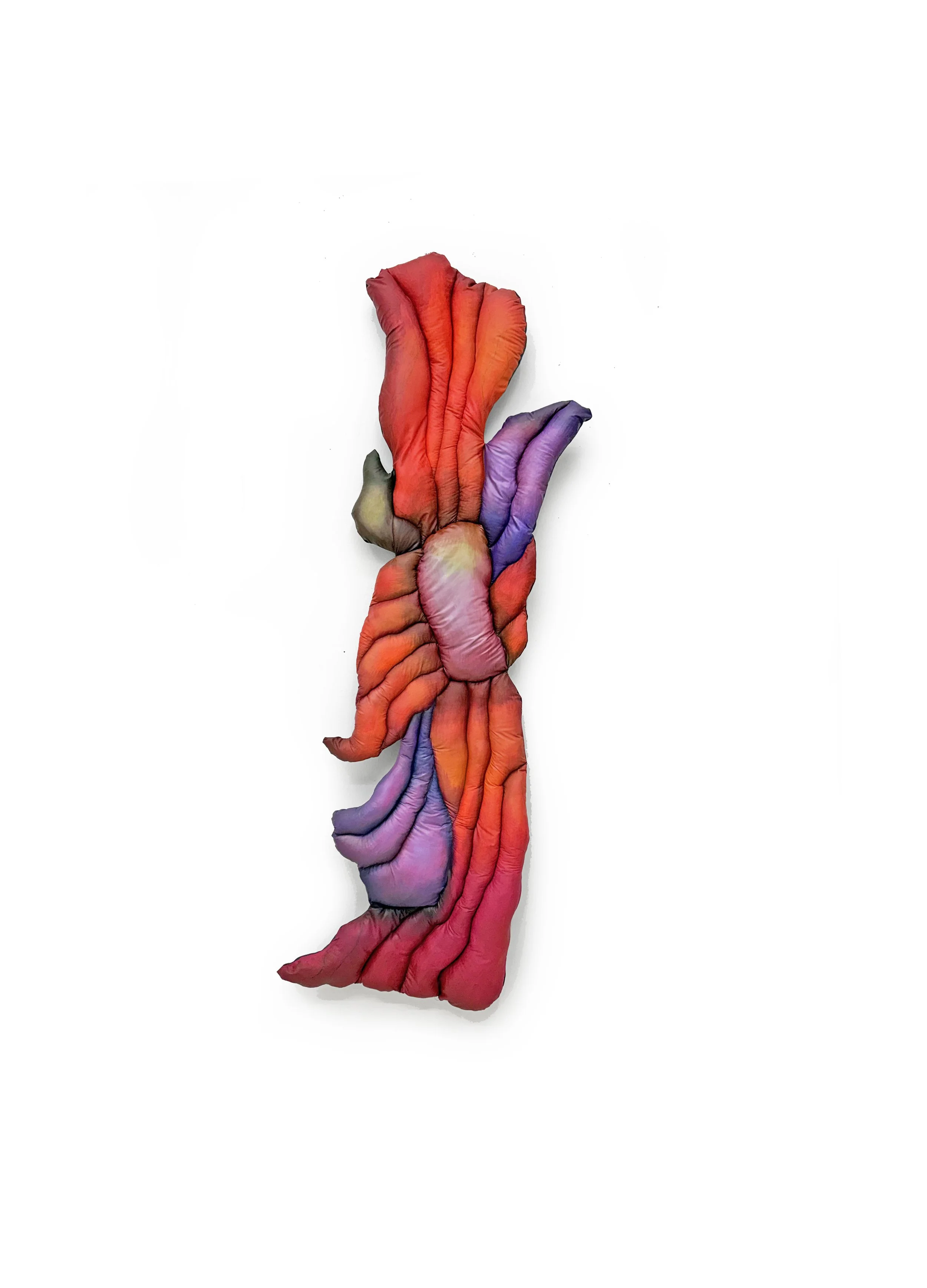 FLOWER 1, 2026, fabric, nylon, reclaimed materials, thread, fabric, pigment, 52 x 22 x 2.5"