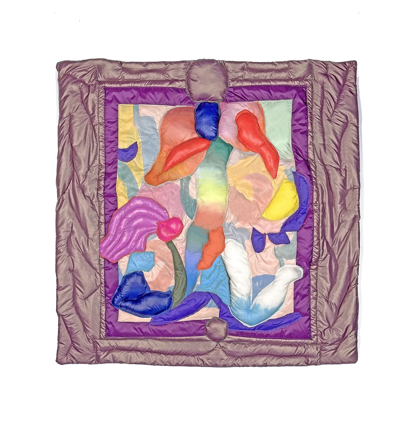 POSEY, 2025, Fiber, nylon, fabric, archival fabric tint, thread, 25" x 25.5"