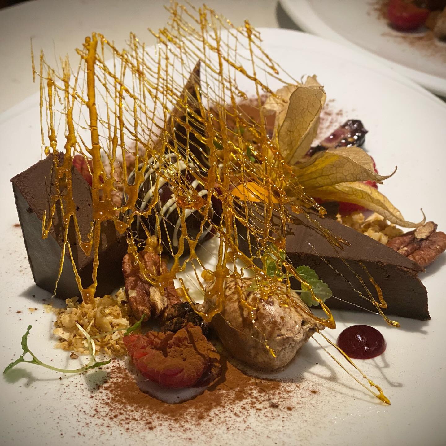 Penultimate course on our tasting menu - #Chocolate #privatechef #gourmetcatering #hampshirechef #dinnerparty #specialocassion #dorsetchef #dinnerparty #delivery #gourmetdining #homechef