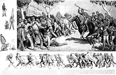 发生于1860年12月的蓝坪洲暴力事件。 Courtesy National Archives of Australia