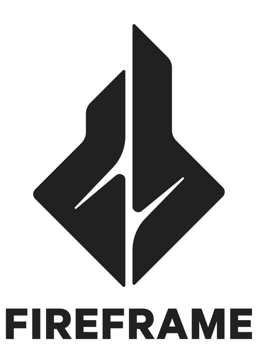 Black and white cybersecurity logo with geometric shapes and the word 'FIREFRAME' underneath.
