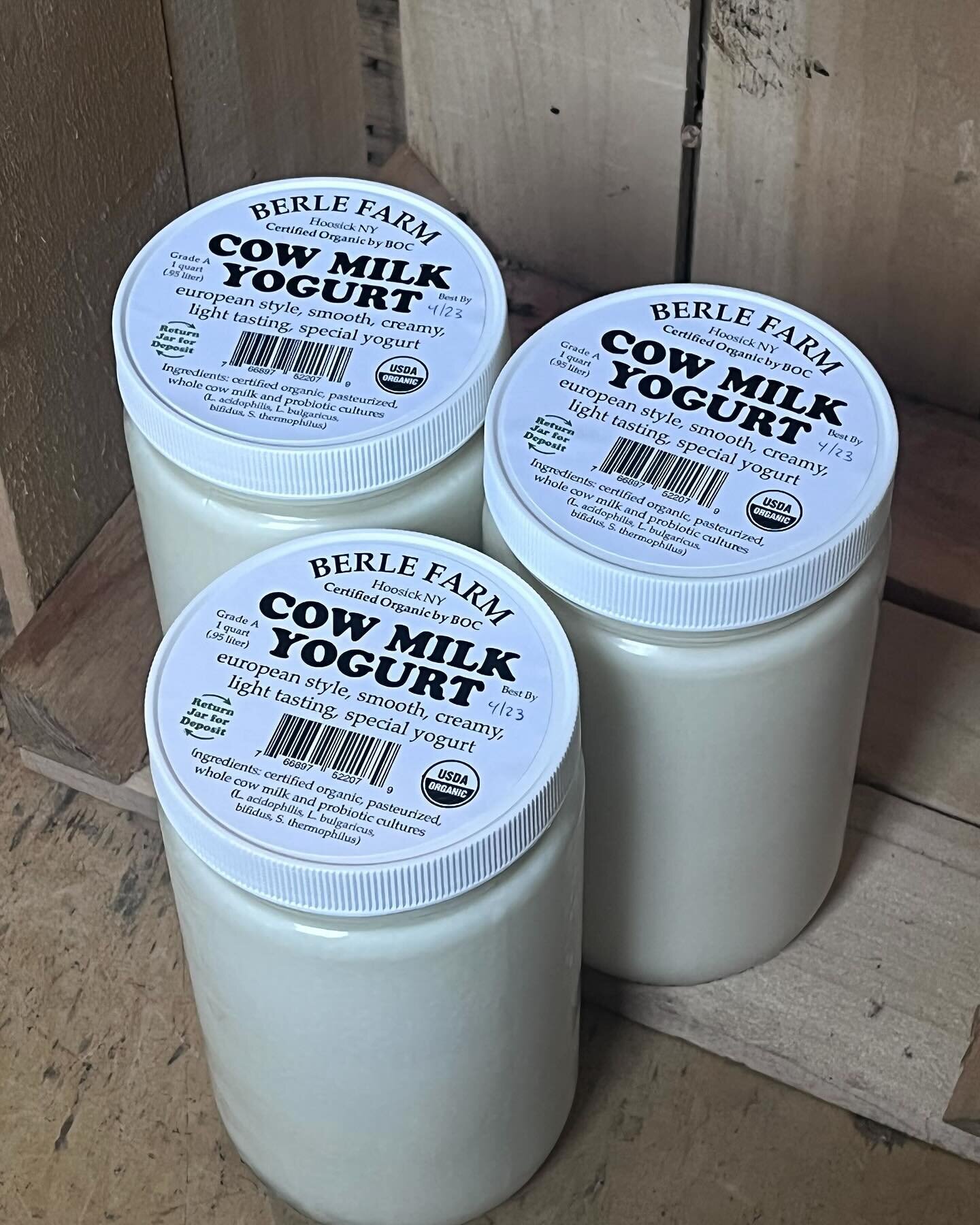 Yogurt alert! 🚨🐮 We have a limited amount of this truly special and uniquely delicious @berlefarm organic cow&rsquo;s milk yogurt on hand at the Co-op! Farmed in upstate Hoosick Falls, NY, Berle Farm has been pioneering sustainable dairy farming in