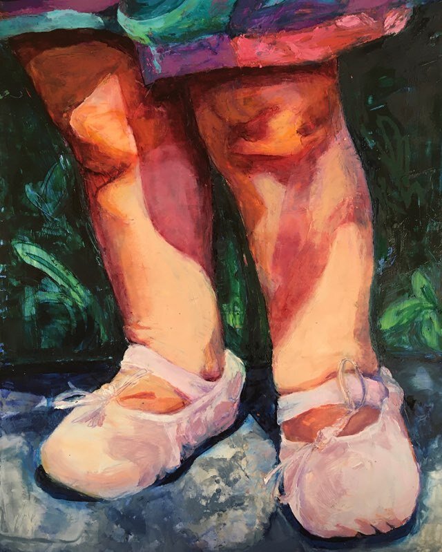 Baby Ballerina (2020) Oil, Acrylic, Pastel and Colored Pencil on Panel, 9"x12"