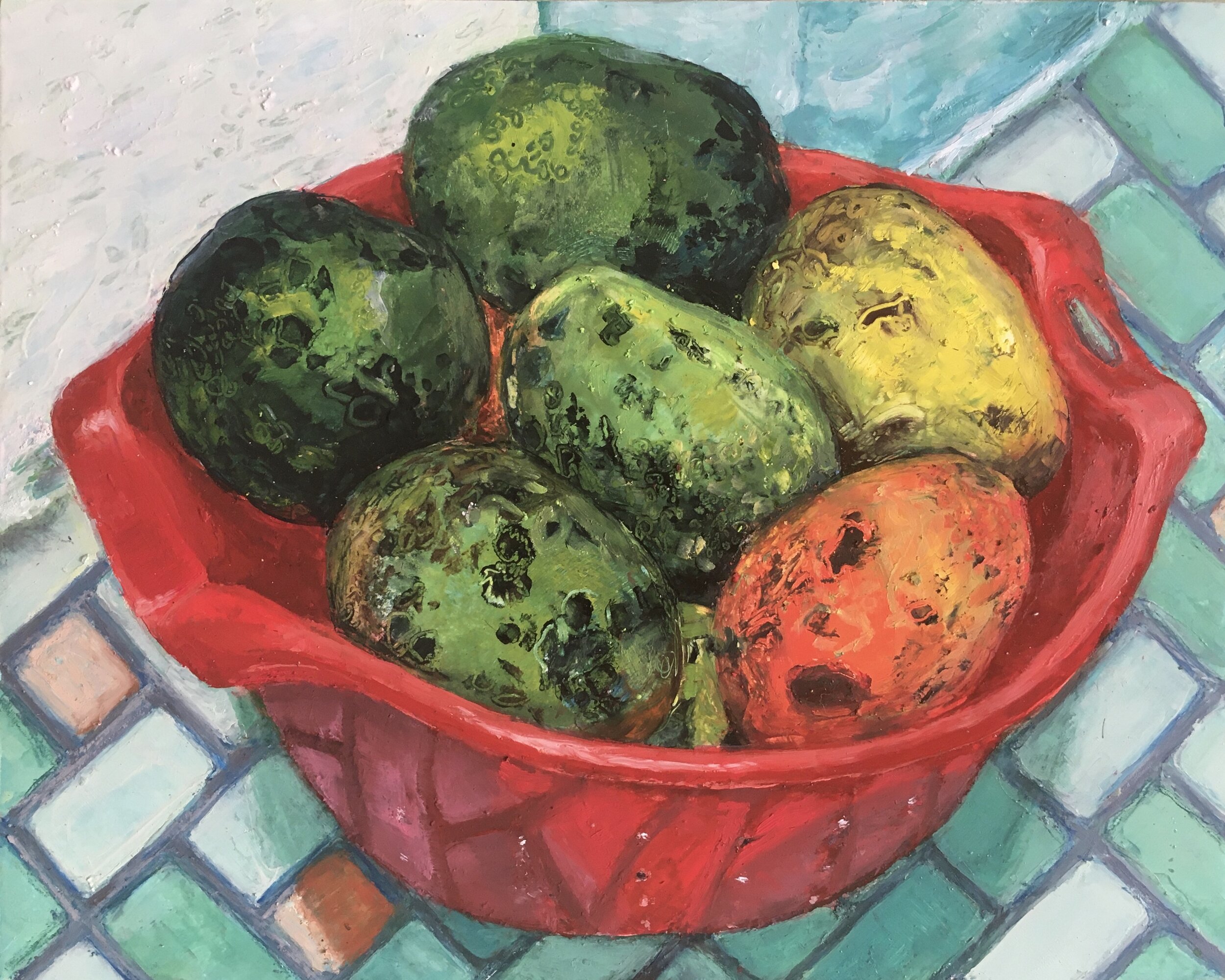 Pasillo Mangoes (2021) Oil, Colored Pencil and Pastel on Panel, 10"x8"