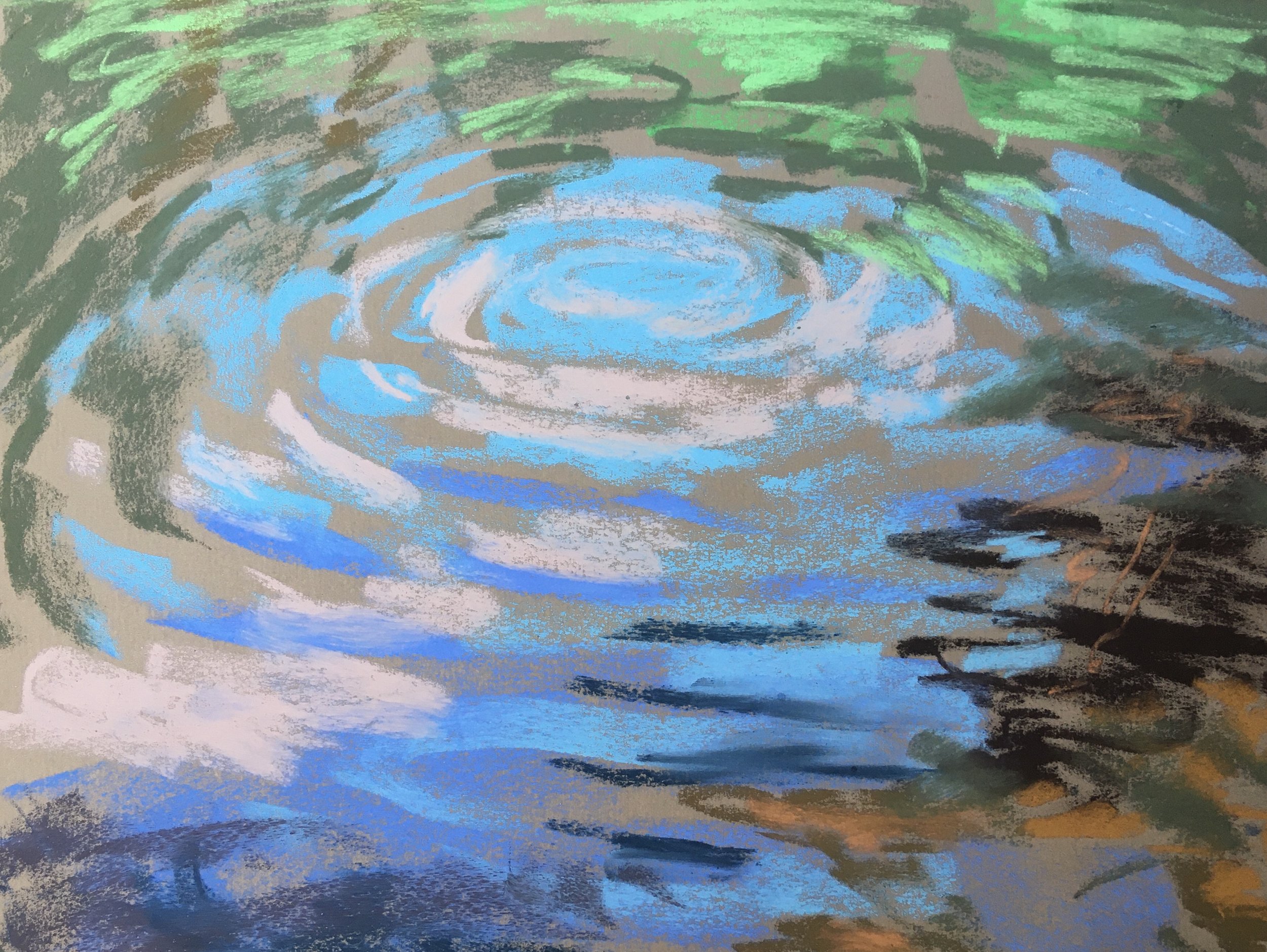 Puffer's Pond (2022) Pastel on Paper 12"x9"