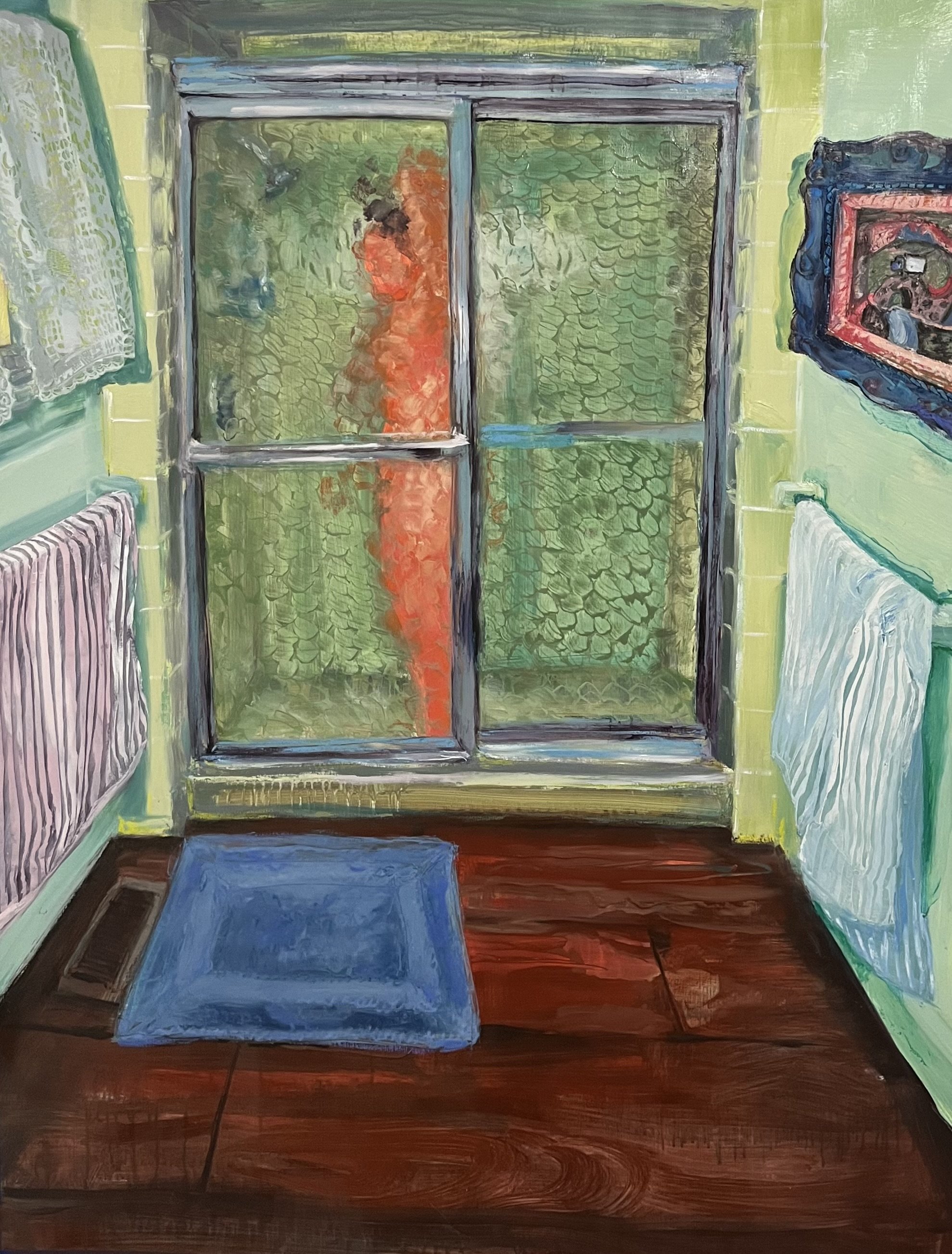 Grannie Annie's Bathroom (2023) Oil, Acrylic and Pastel on Stonghenge Paper 40"x50"