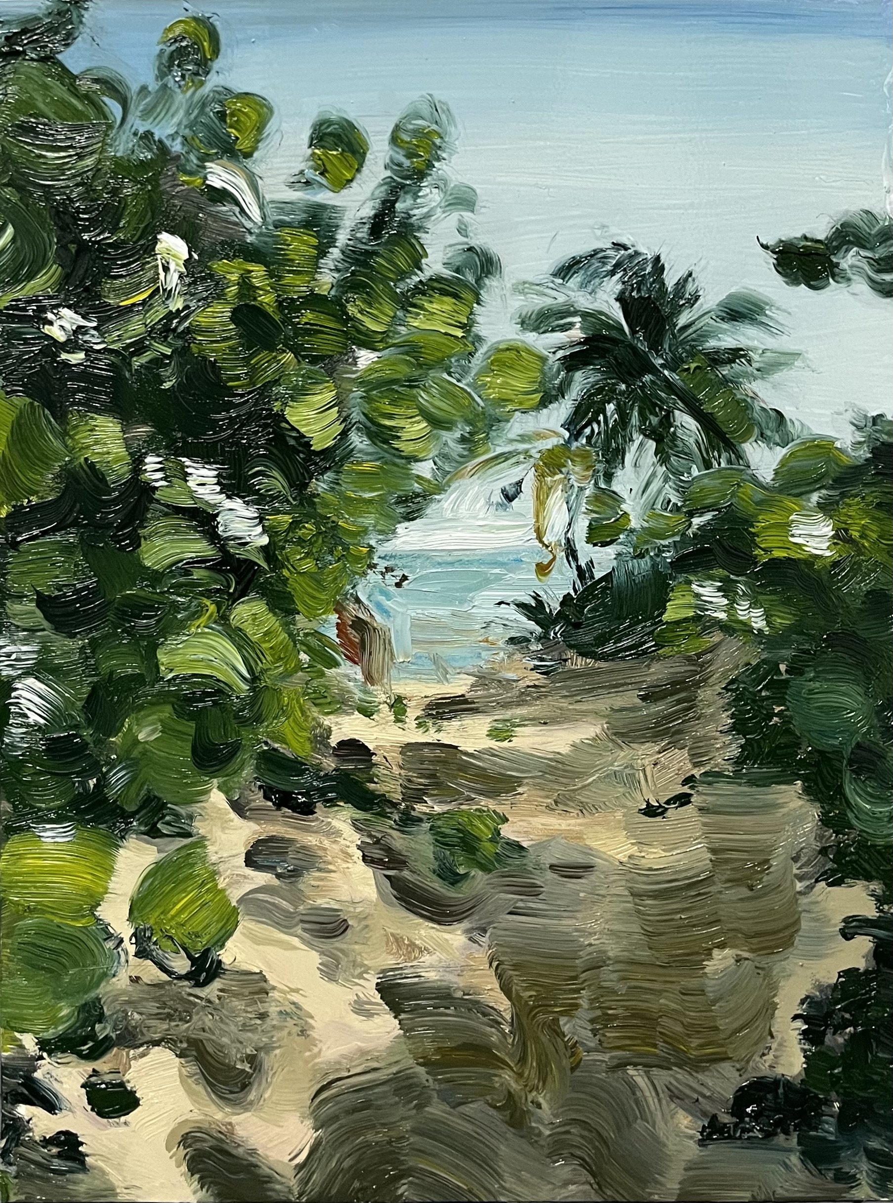 Secret Beach (2023) Oil and Acrylic on Panel 8"x10"