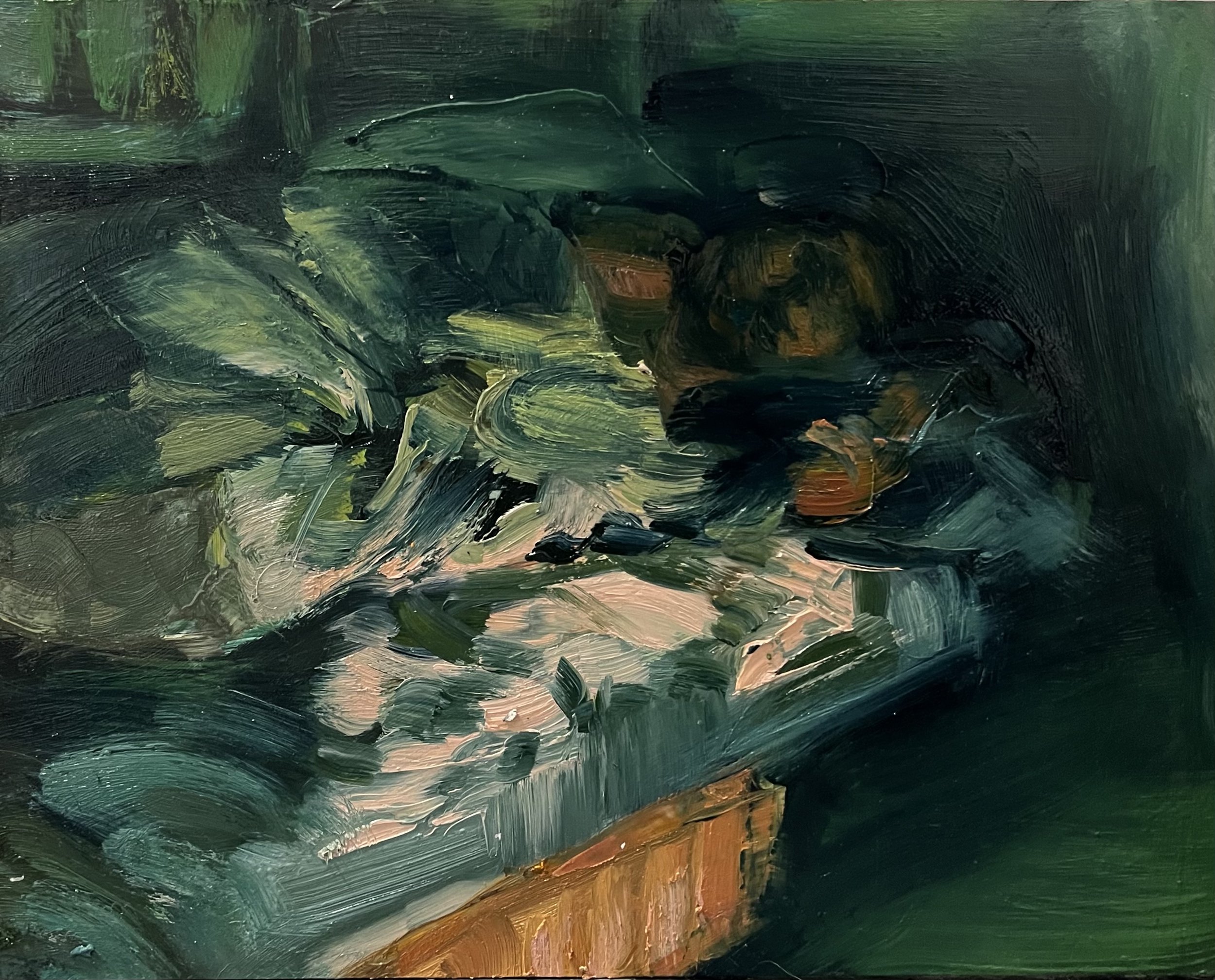 Sleeping Figure 2 (2024) Oil and Acrylic on Panel 10"x8"