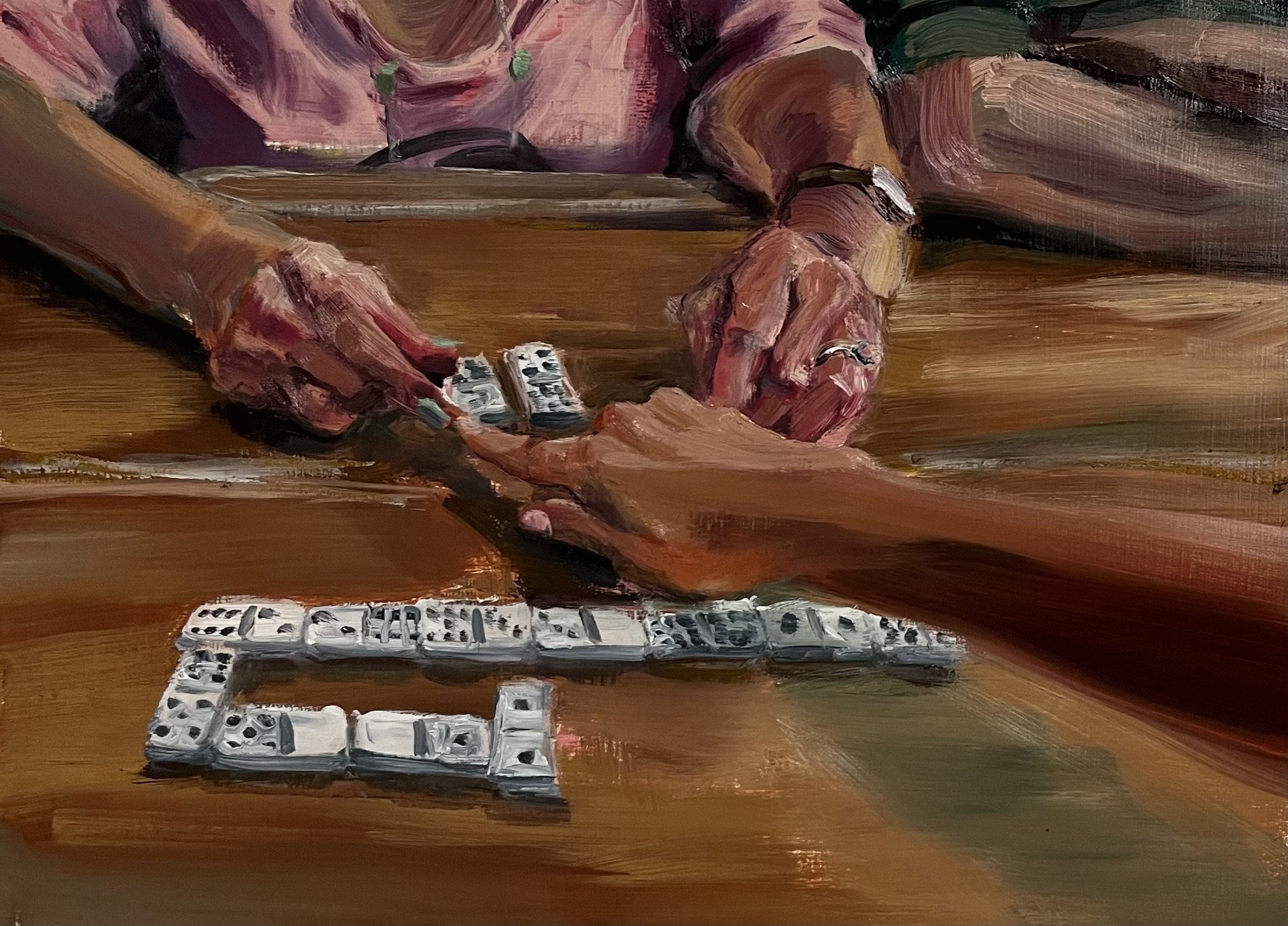 Domino Lesson (2024) Oil and Acrylic on Paper 30"x22"