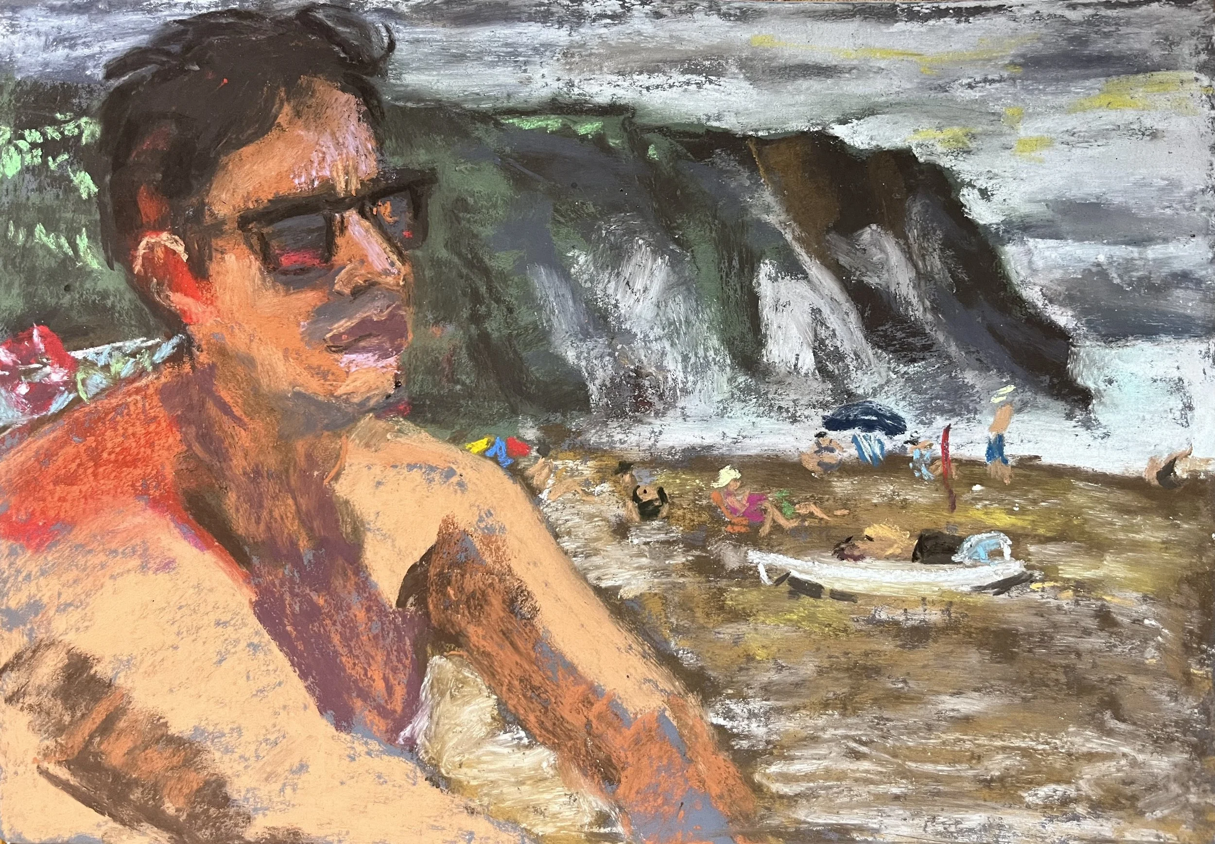 Praia Grande (2025) Pastel on Sand Paper, 12"x9"