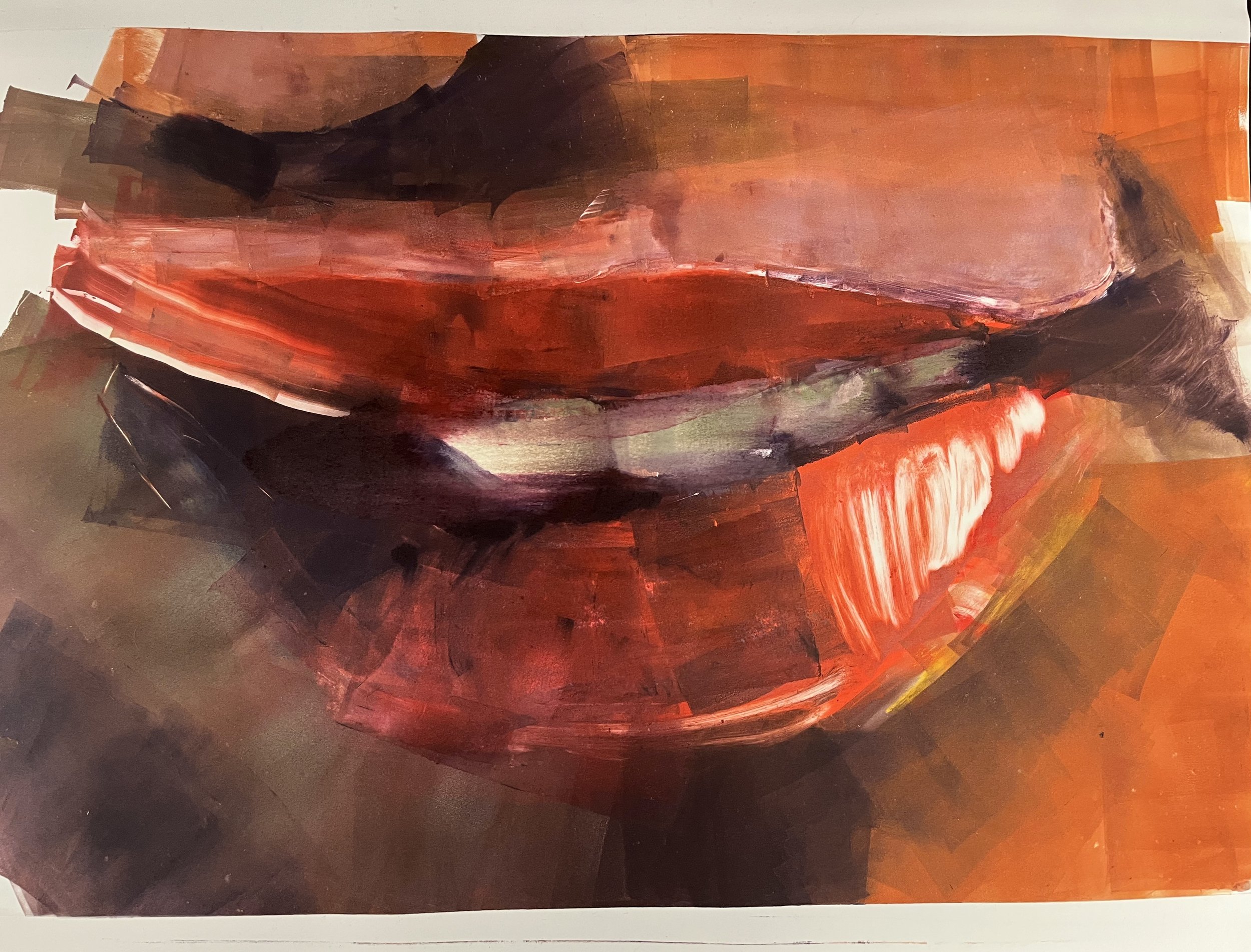 Grin (2025) Monotype on Hahnemuhle Paper, 22"x40"