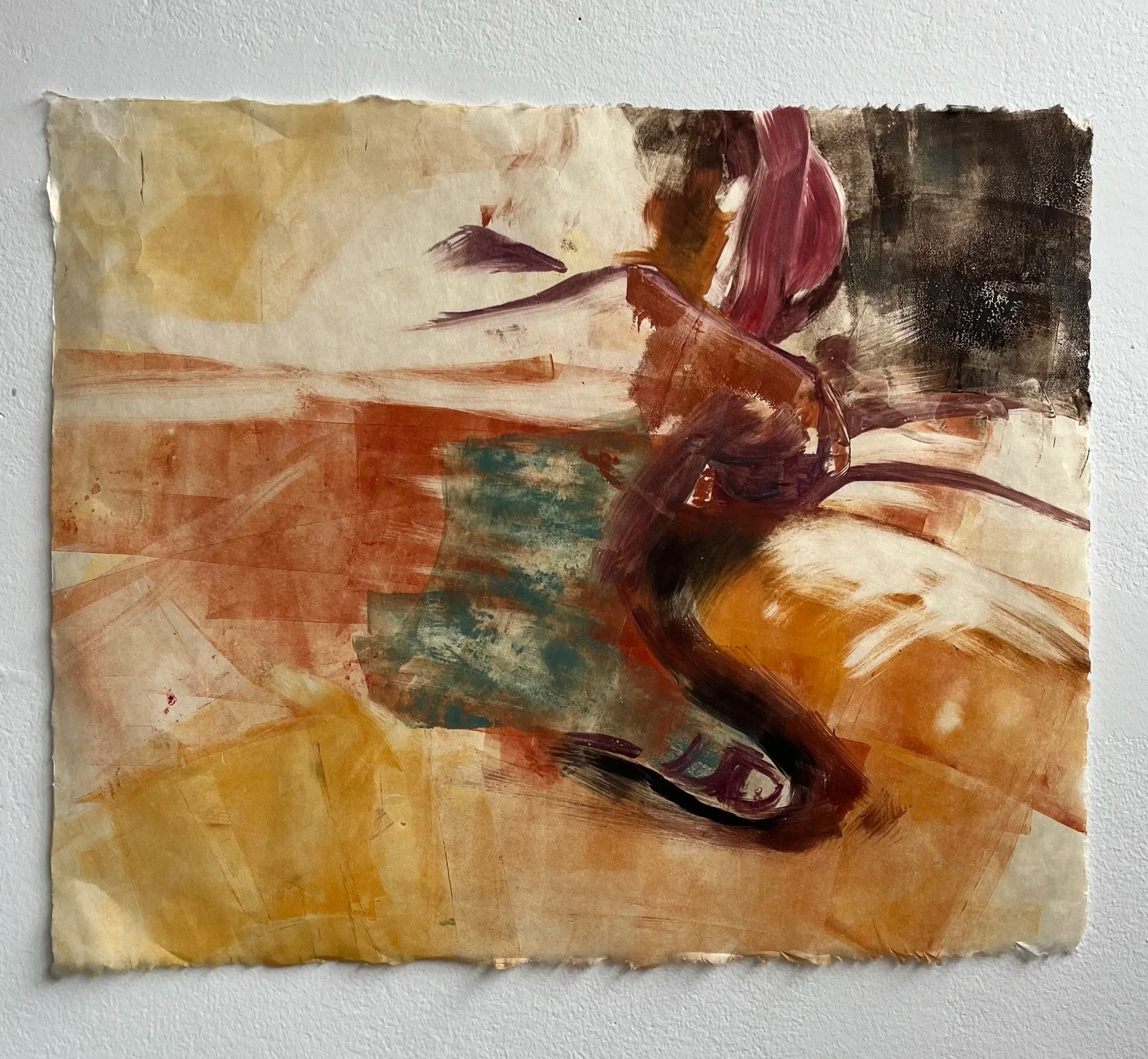 Loose Skin II (2026) Monotype on Kitakata Paper, 16"x20"