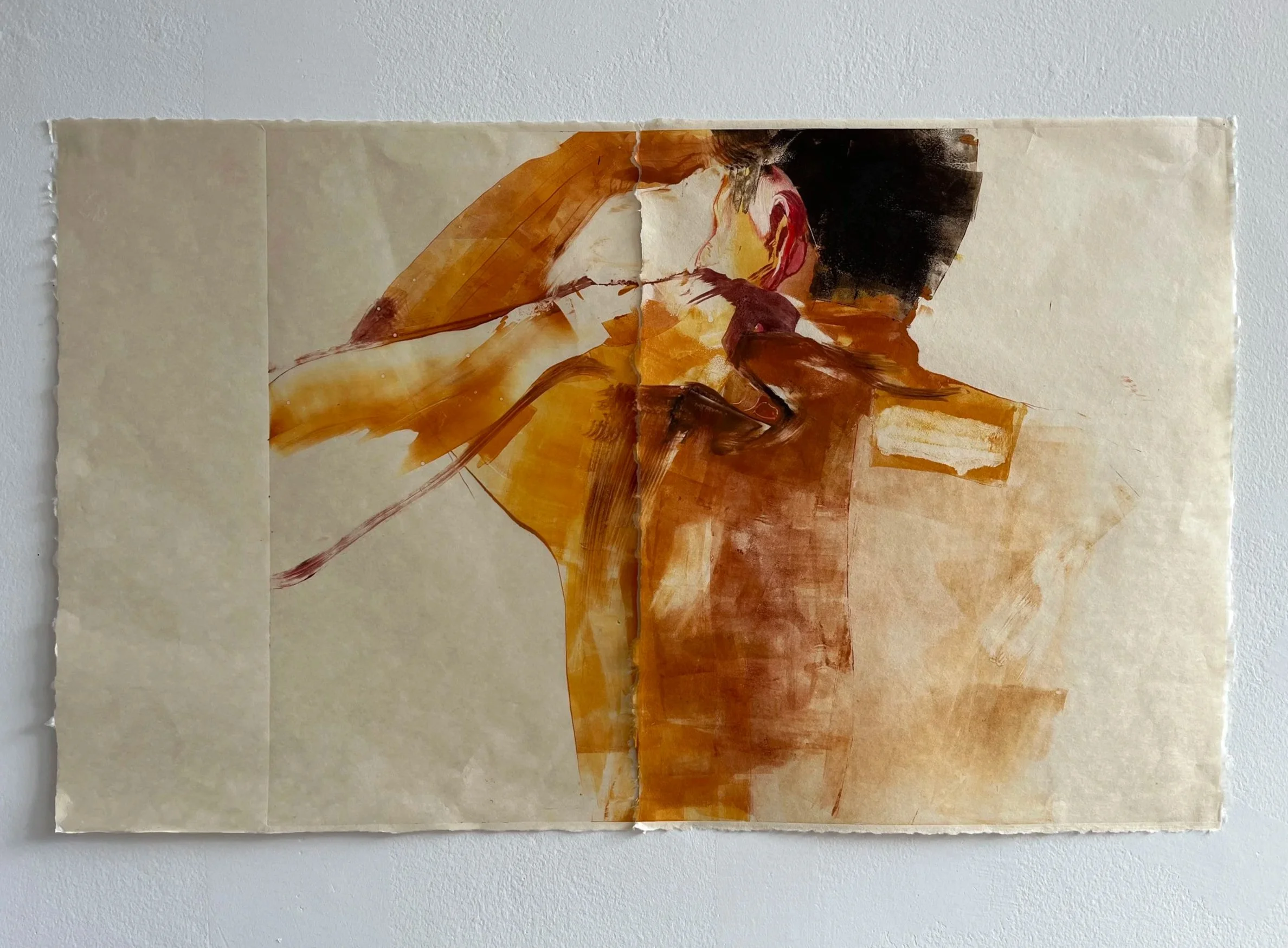 Loose Skin I (2026) Monotype on Kitakata Paper, 20"x32"