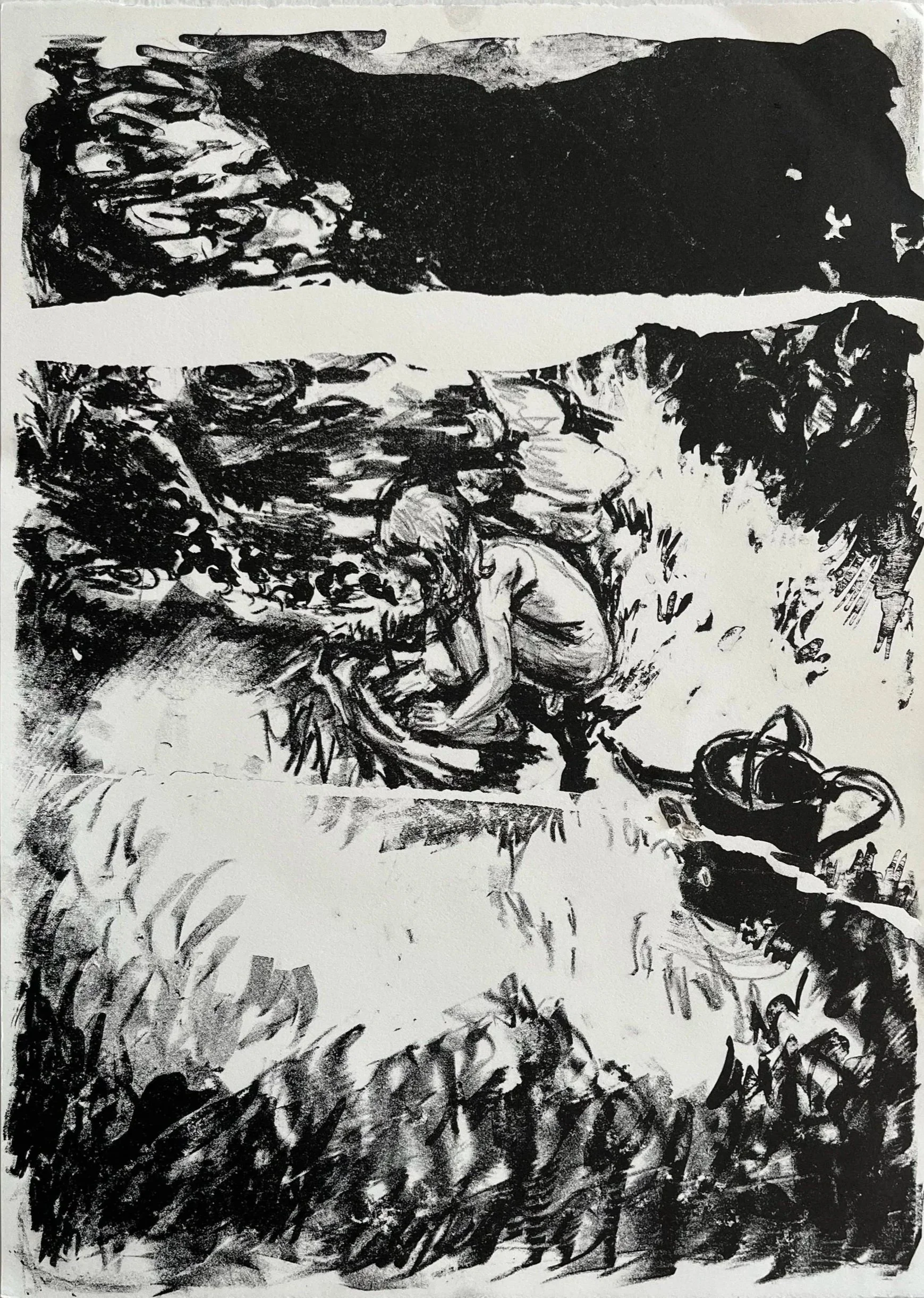 Bess washing her feet (2026) Lithograph, 15"x11"