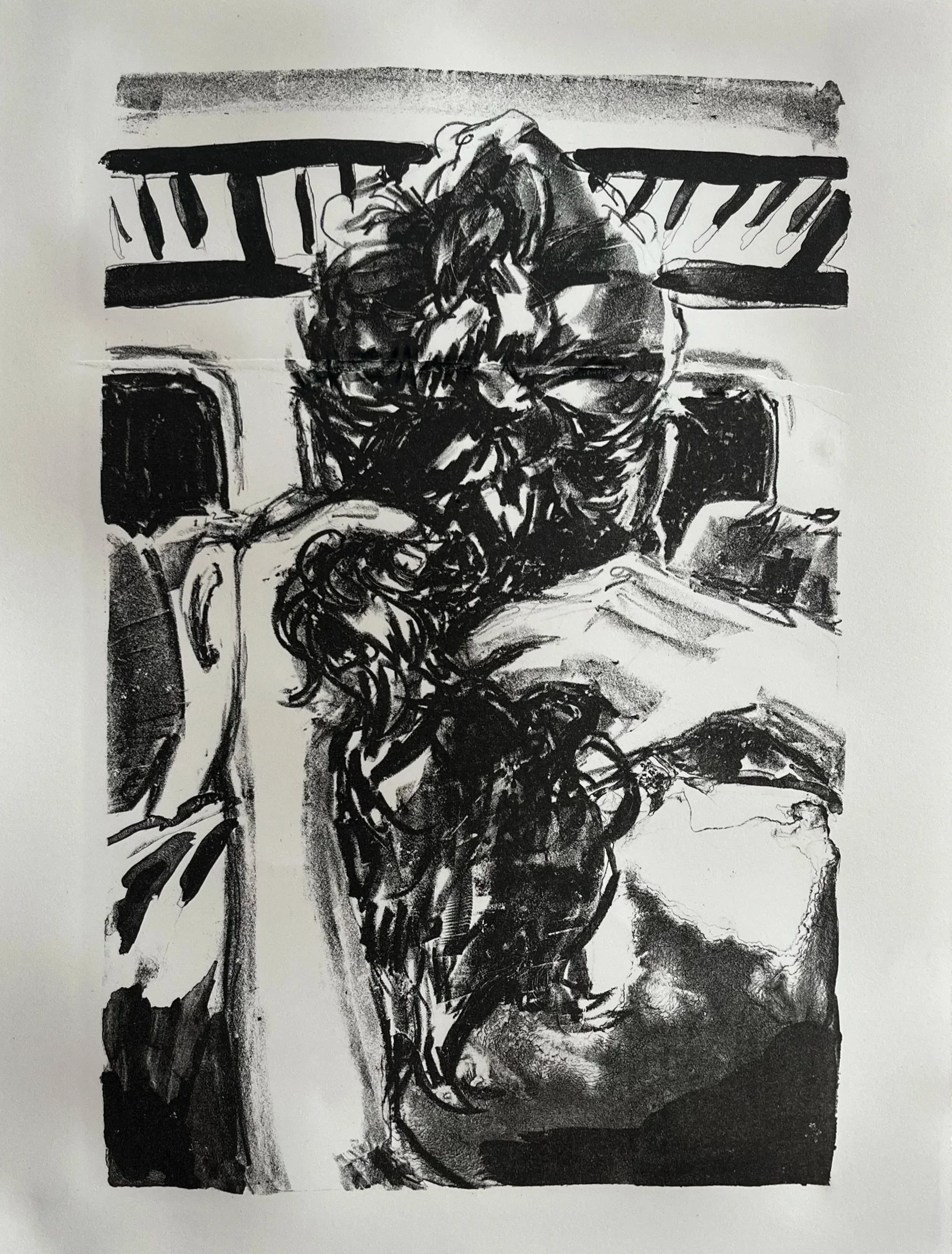 Braiding Mom's Hair (2026) Lithograph, 14"x10"