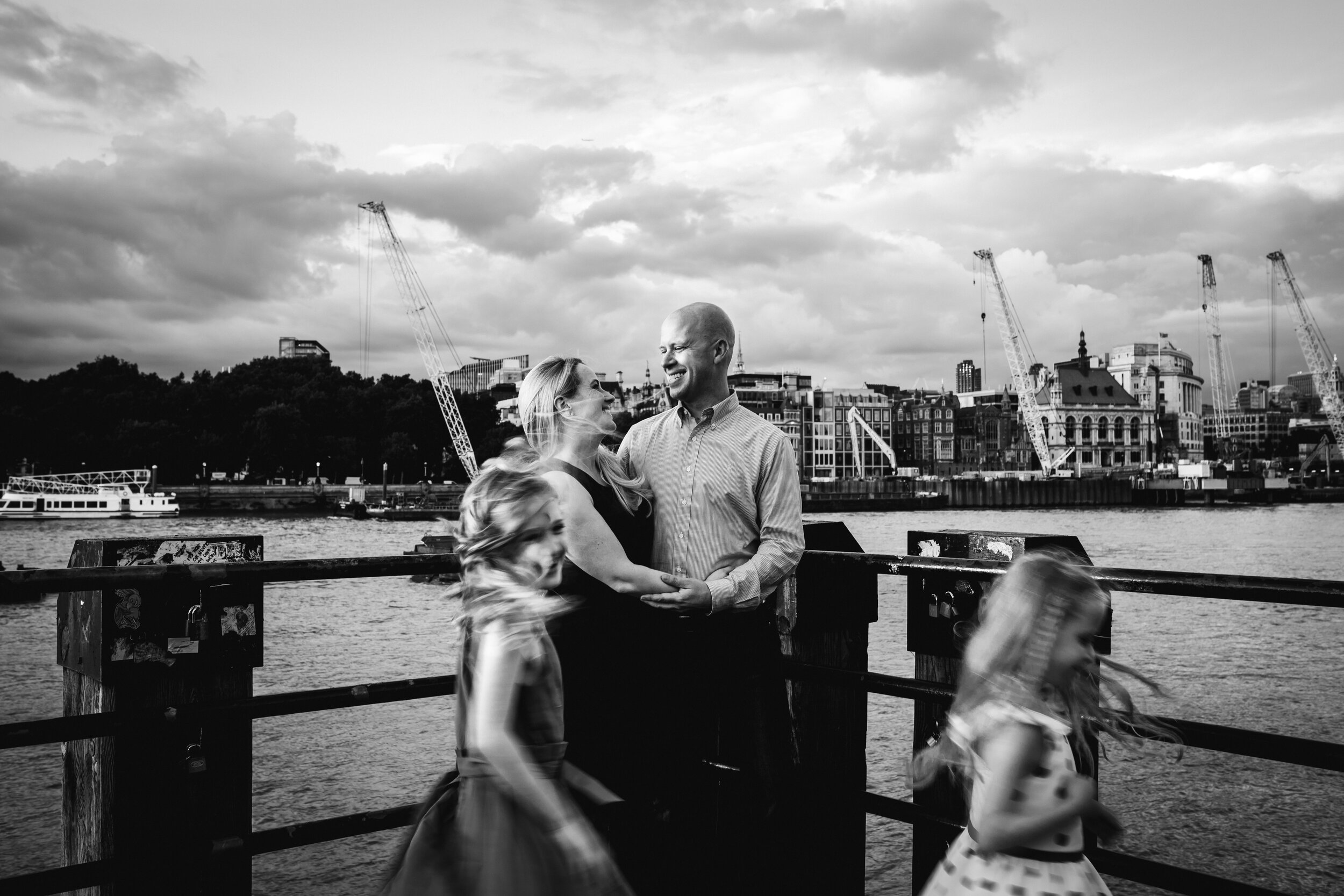 Family twirl for London Vacation Photoshoot on the Southbank