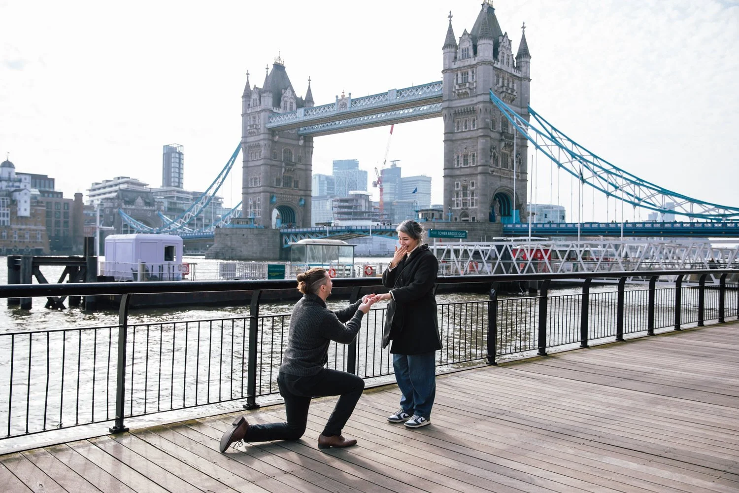 Professional Proposal Photoshoot by a London Photographer infront of Tower Bridge