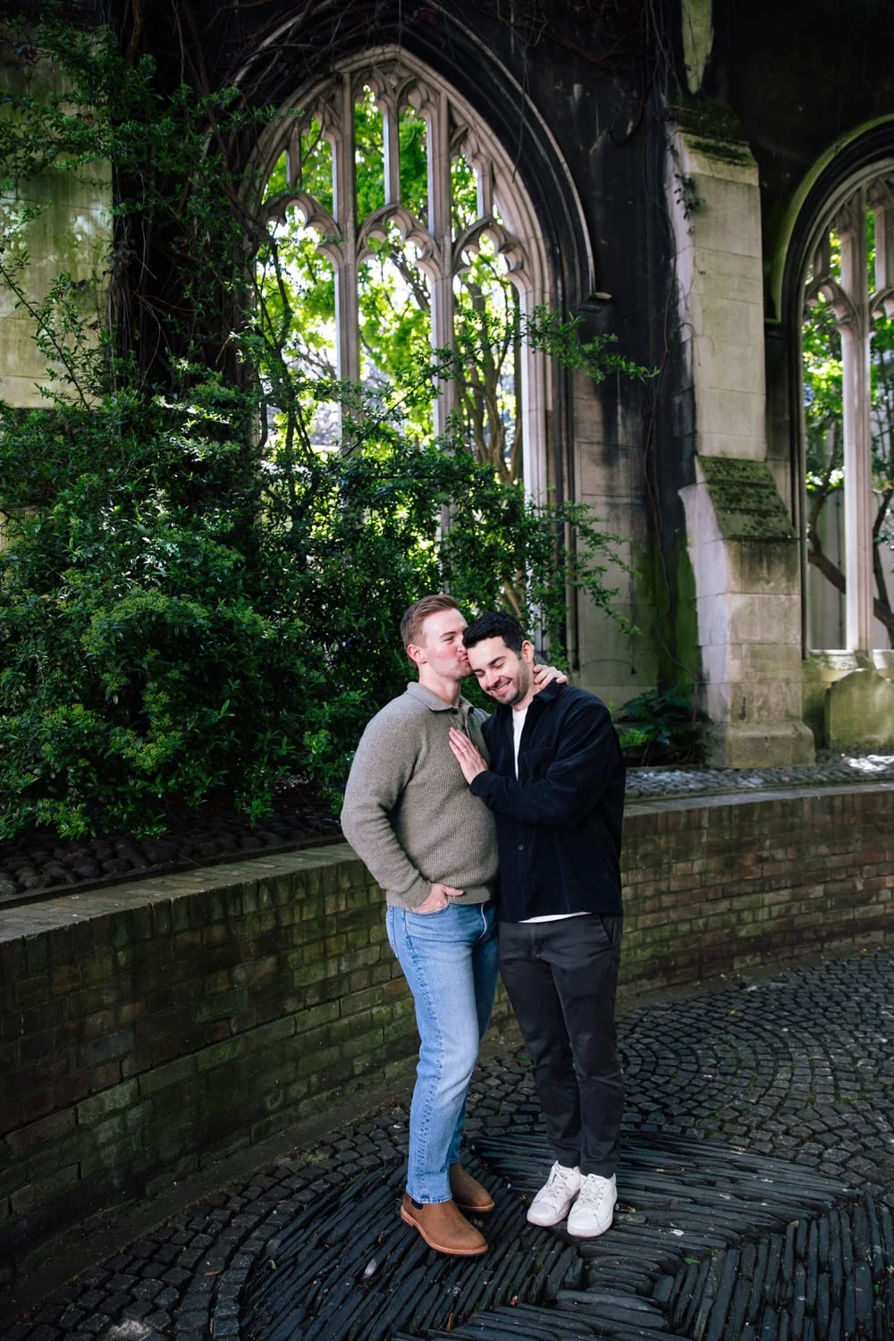 Couple snuggle up after Romantic Proposal Photoshoot in London