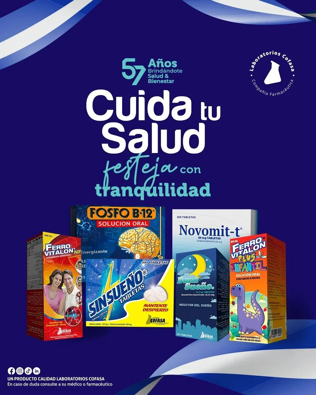 🛡️ Protege tu salud y la de tu familia. 🧬 Porque la mejor manera de celebrar es con bienestar. ¡Hazlo con @labcofasa! 🩵
 
🌟 Conoce nuestros productos #CalidadCOFASA, ideales para tu cuidado y el de los que más quieres. #CelebraConSal