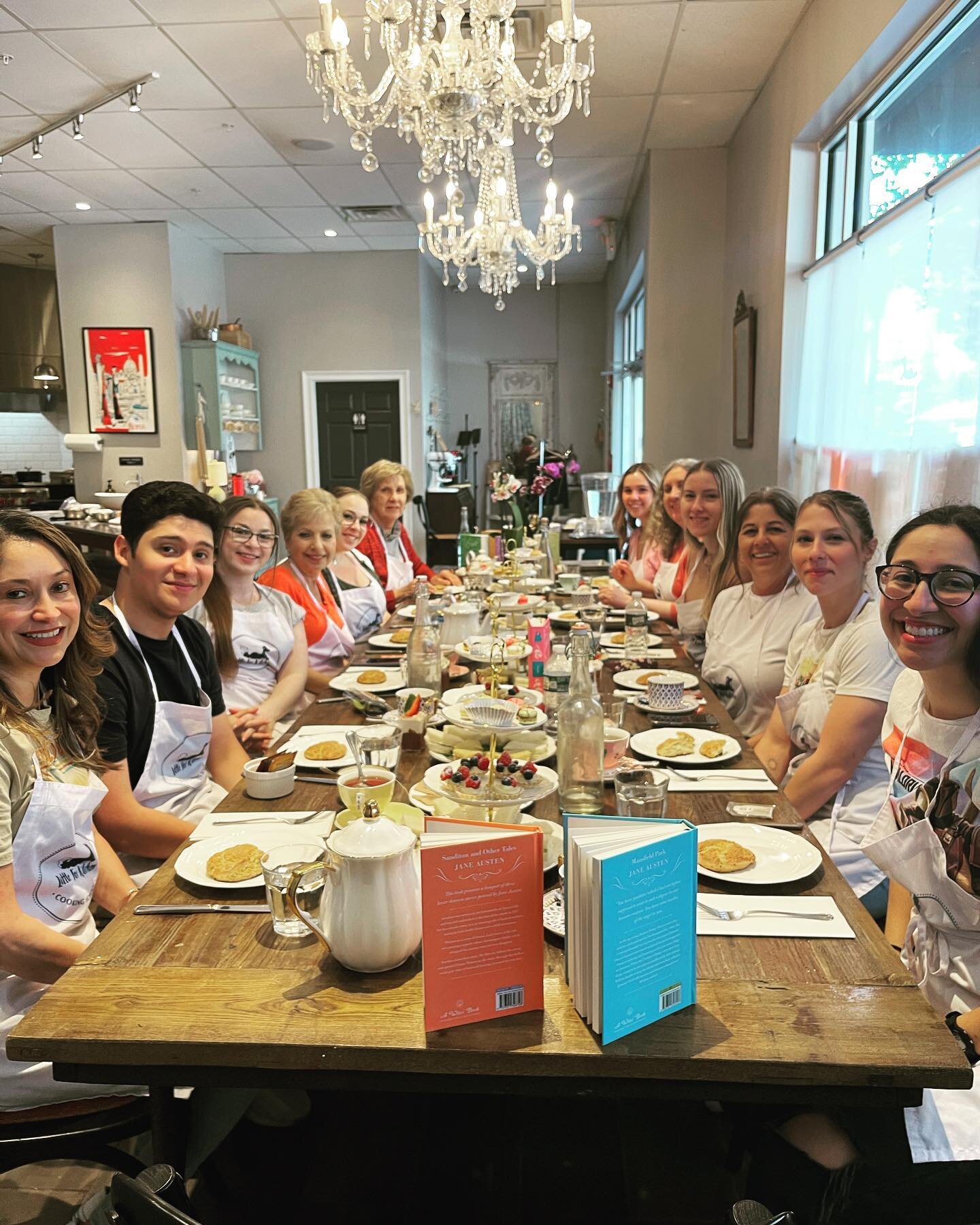 Always such a pleasure to have everyone gathered at the table with smiles. Today we celebrated Mother&rsquo;s Day with a special tea class , we made scones, assembled mini fruit tarts, chocolate souffl&eacute; and sat down to proper tea - double crea