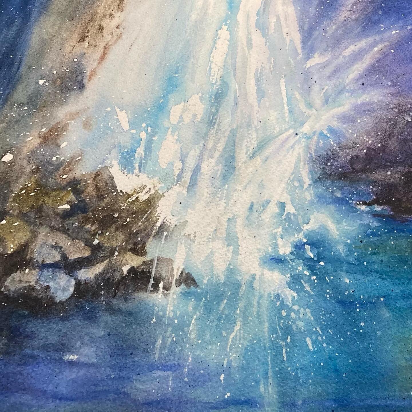 Splashing waterfall #waterchallenge #watercolormasters  #waterfallpainting #splashsplashlove