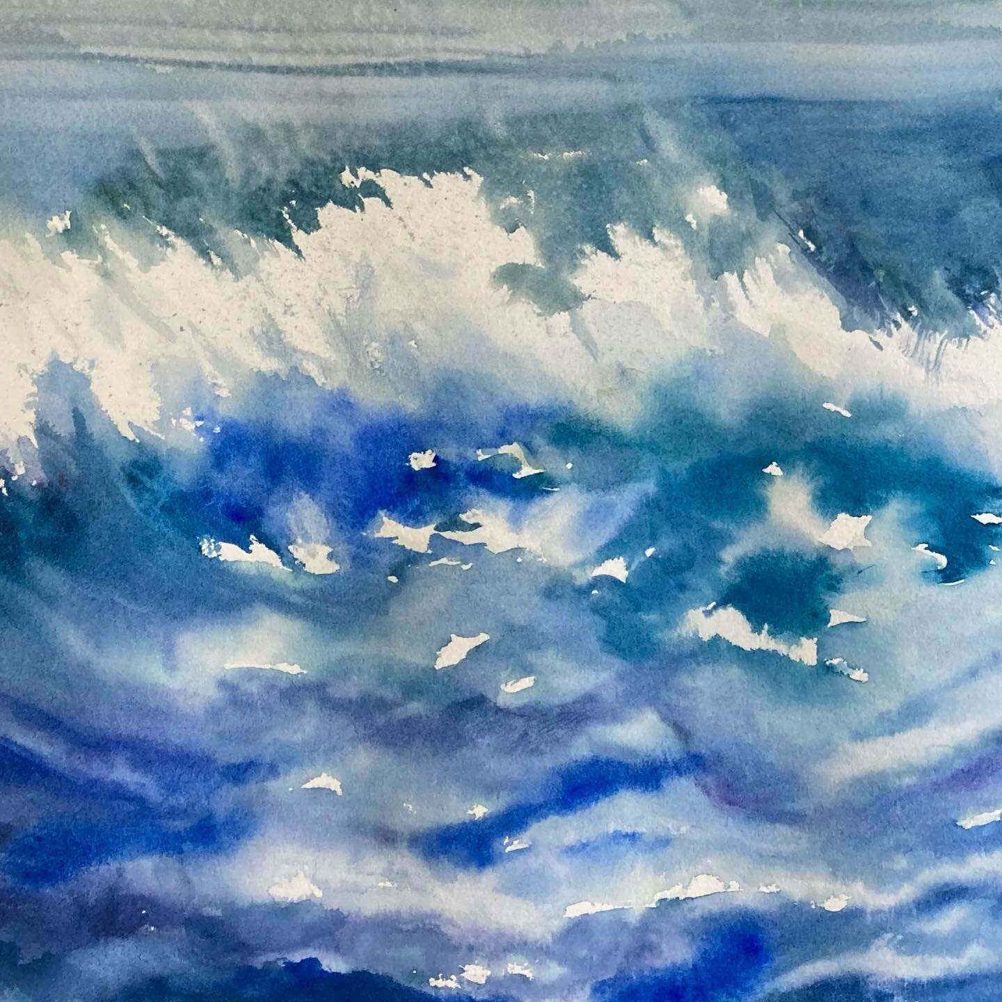 Just waves on this one #seapaint #wildwaves #oceanview #sealovers #mainecoast #mainevacation #mainesummer #watercolorartistmagazine #seaart #acadianationalpark #acadia