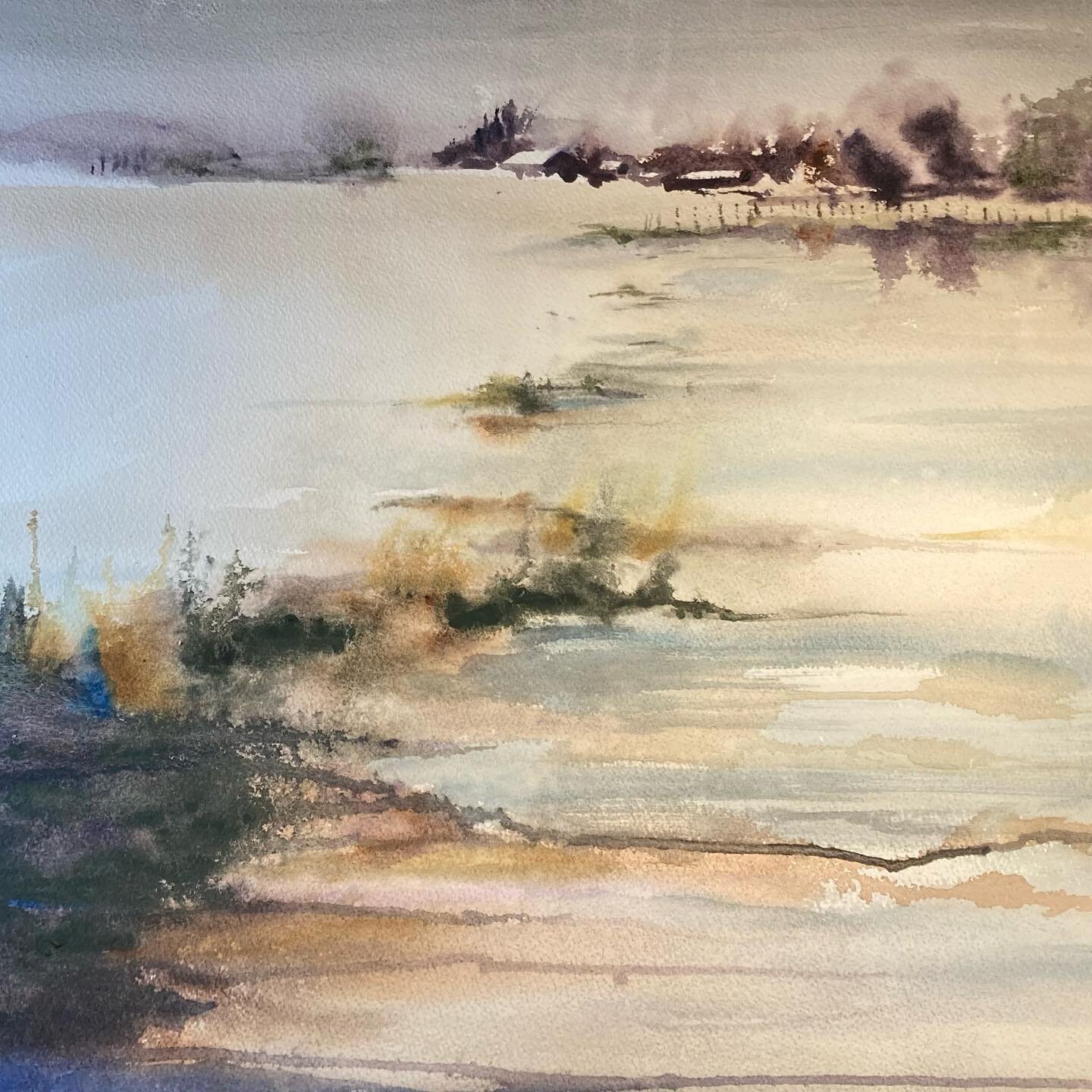 Winter sky, winter day -  waiting for snow. #watercolour  #watercolorpainting #portwsshingtonny #waterscape#winterscape  #greysky #abstractpainting  #abstractlandscape #abstractwatercolor #waitingforsnow