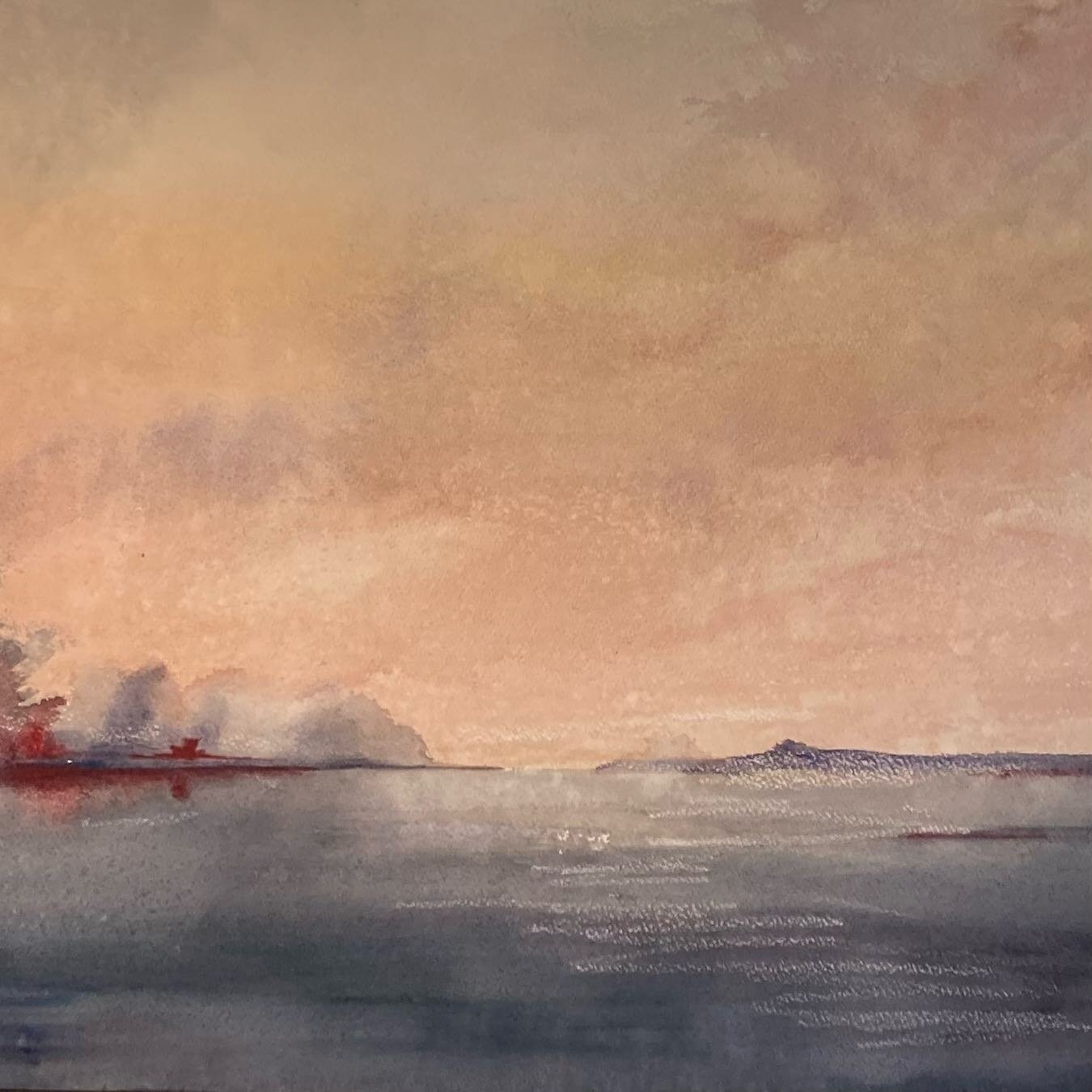 Ok,  it&rsquo;s an orange sky. #watercolormixing #orangesky #watercolorpainting #seascape #inspiration #watercolourpaint