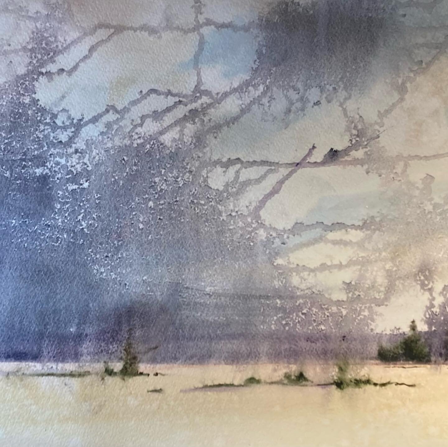 Experimenting with watercolor layers.  What do you think?#watercolorpainting #paintingexercise #paintingexperiment #lovewatercolor #artistsoninstagram #stormsky
