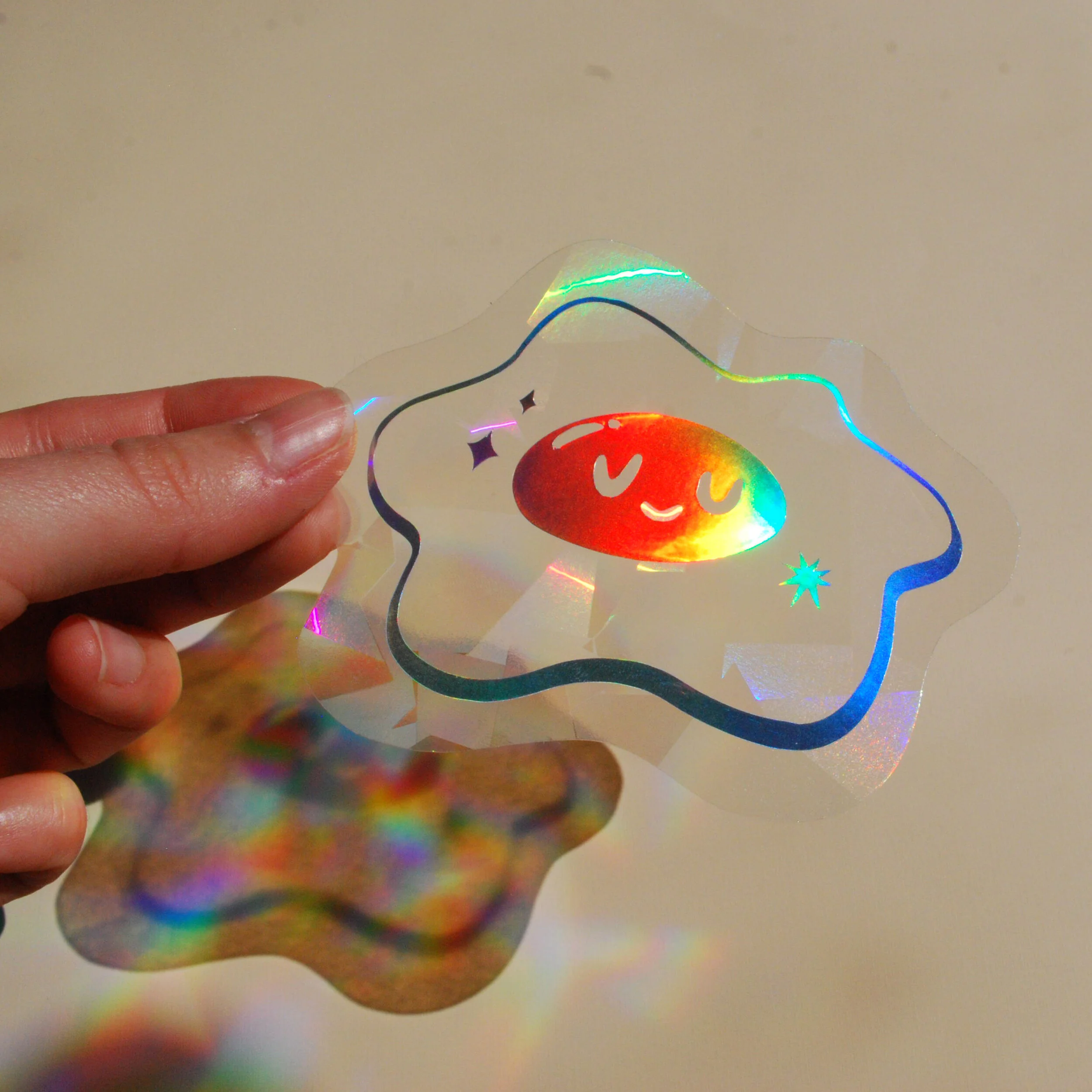 Silver Holographic Sun Catcher Sticker - Egg