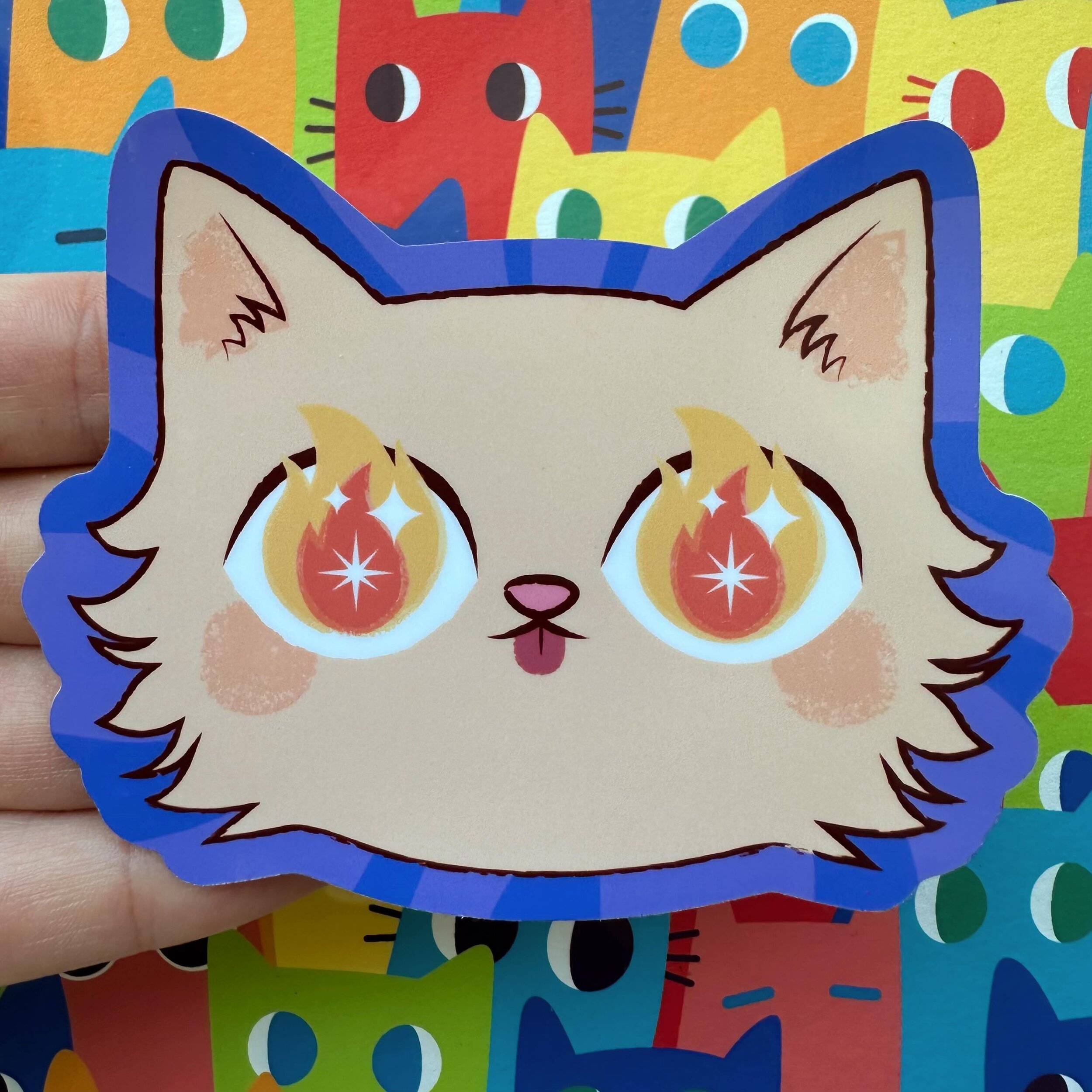 Another thing I made and never took pics of 😂 

This is just the cat face from the bday card I made last summer. But I thought he was cute and deserved a sticker! Minus the party hat.
