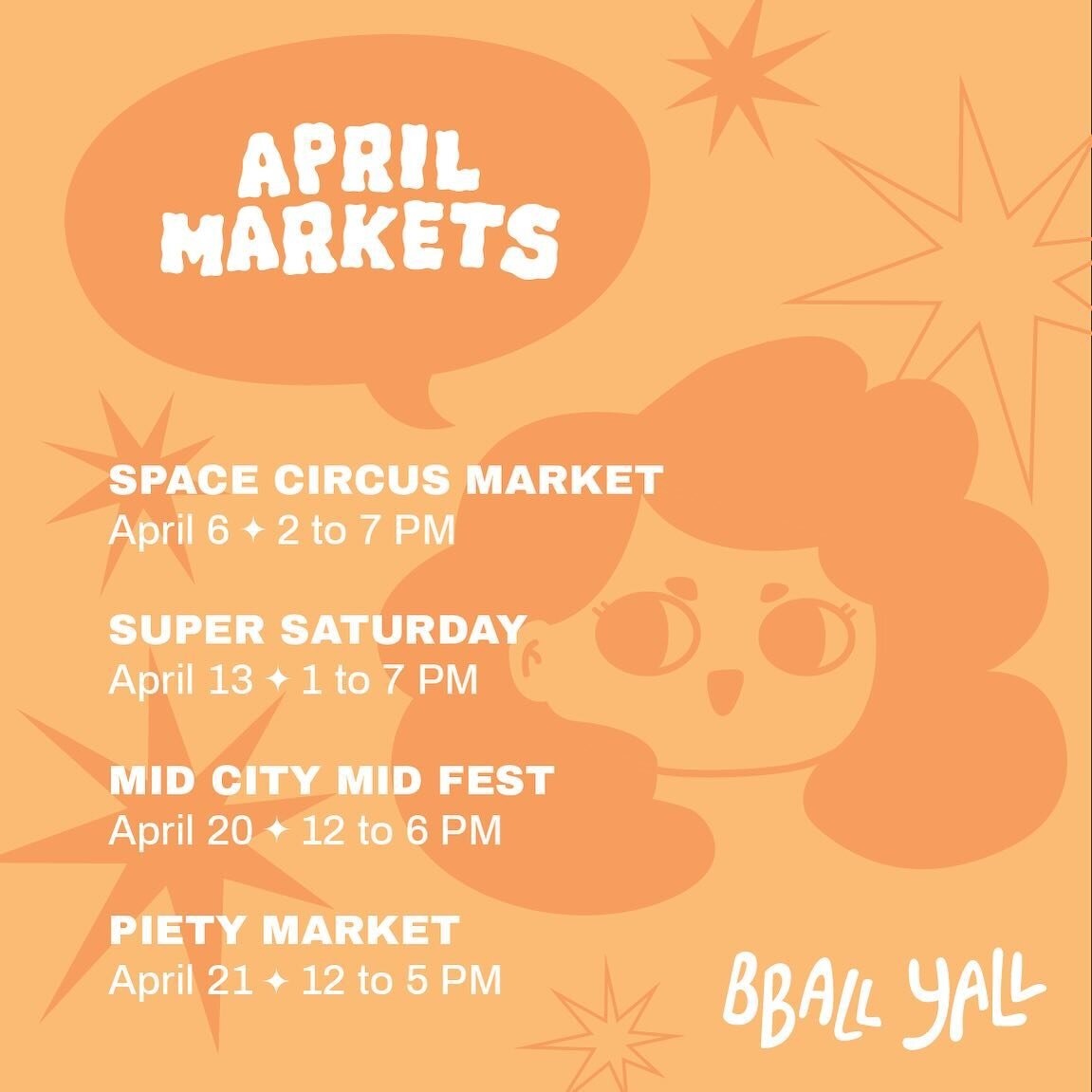 Hey y&rsquo;all! Here&rsquo;s my April market sched 😊