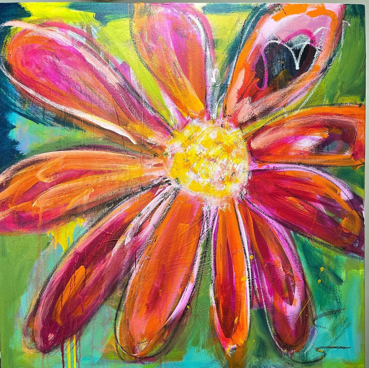 Another big daisy to add some pops of color to any decor! 30x30 acrylic and mixed media. 
#flowerpower #flowers #flowerart #art #interiors #interiordesigners #artbuyersclub #artbuyers #livewithart #abstract #art #abstractpainting #30x30 #painting #ha