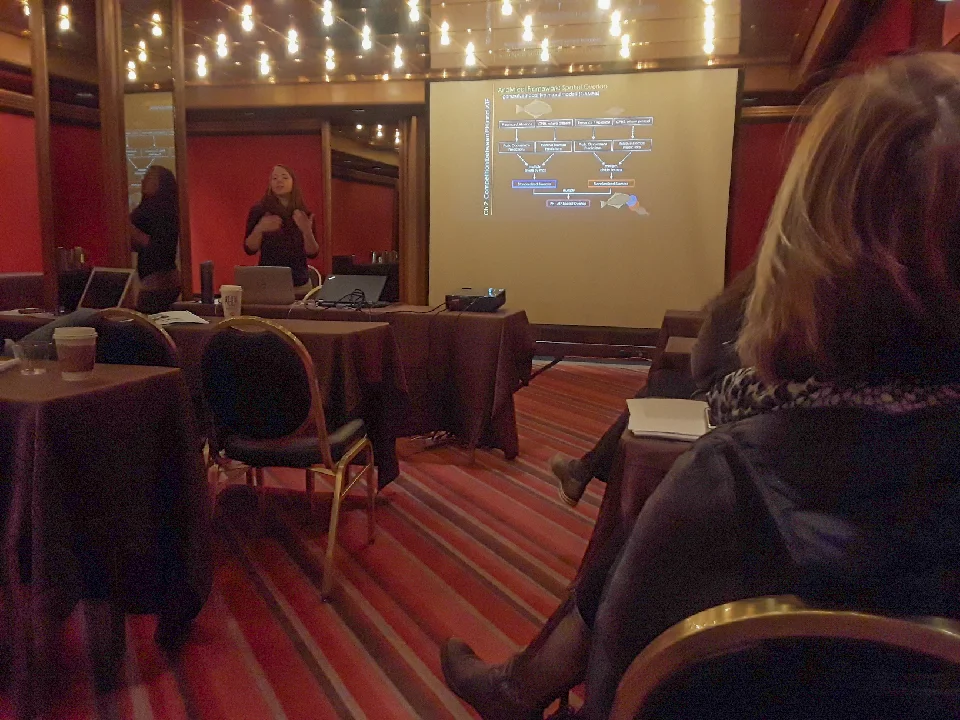 Cheryl Barnes gives a presentation on her doctoral research entitled 'Ecological interactions among groundfish predators in the Gulf of Alaska'. Photo by Elizabeth Figus
