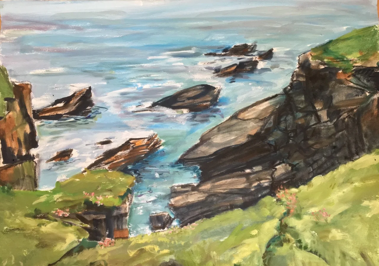 Scotland: Collieston Coastal Walk, Line of Small Stacks