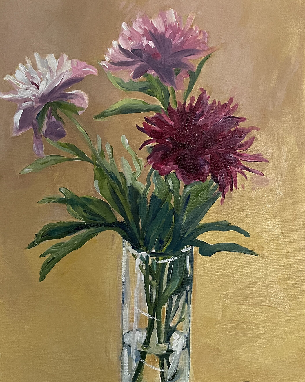 Three Peonies in Glass 